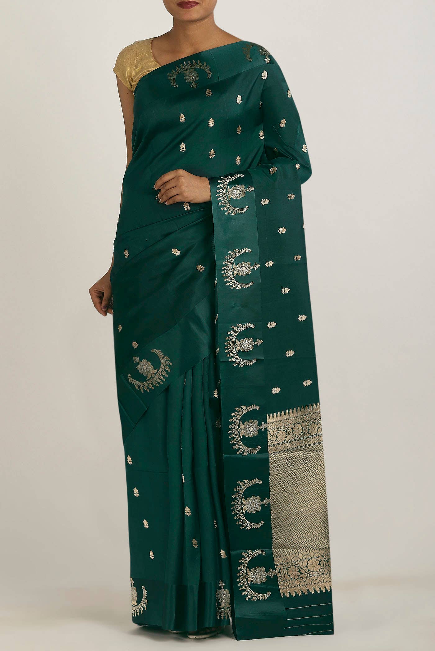 Green Banarasi Katan Silk Saree