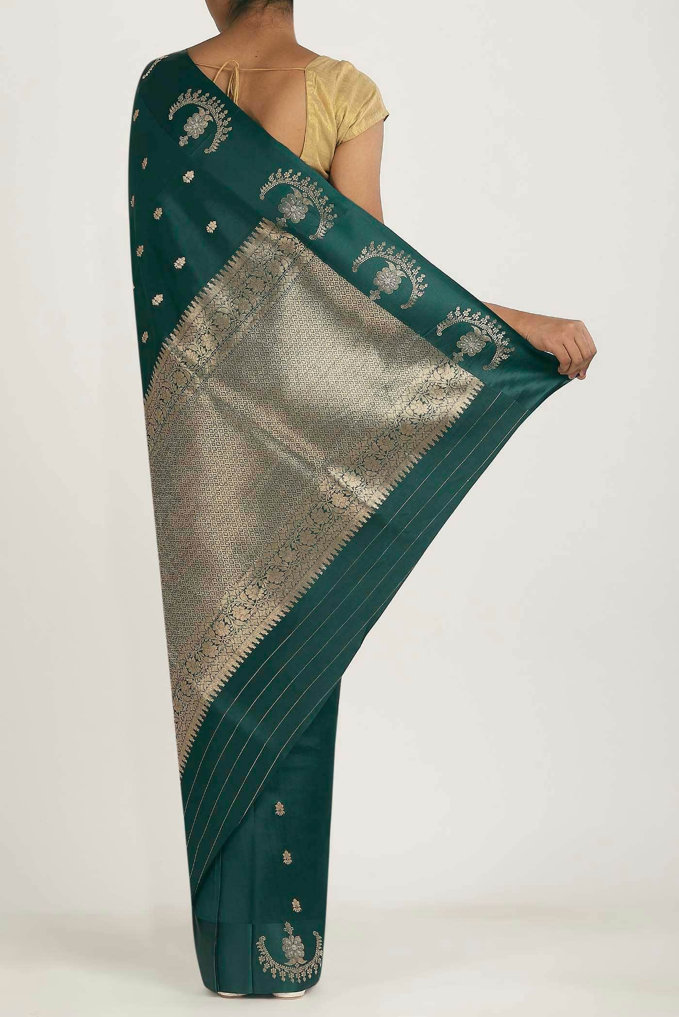 Green Banarasi Katan Silk Saree