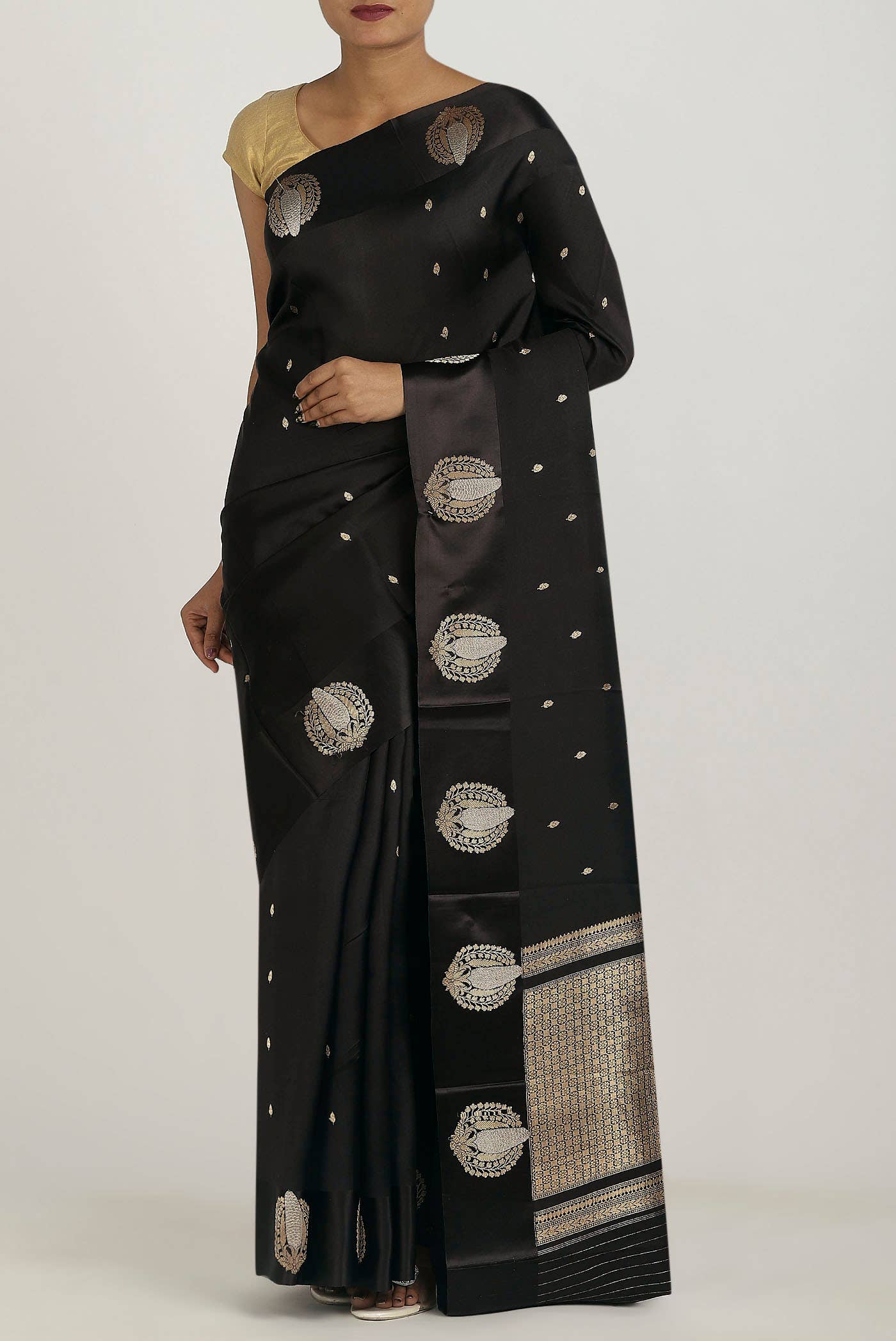 Black Banarasi Katan Silk Saree
