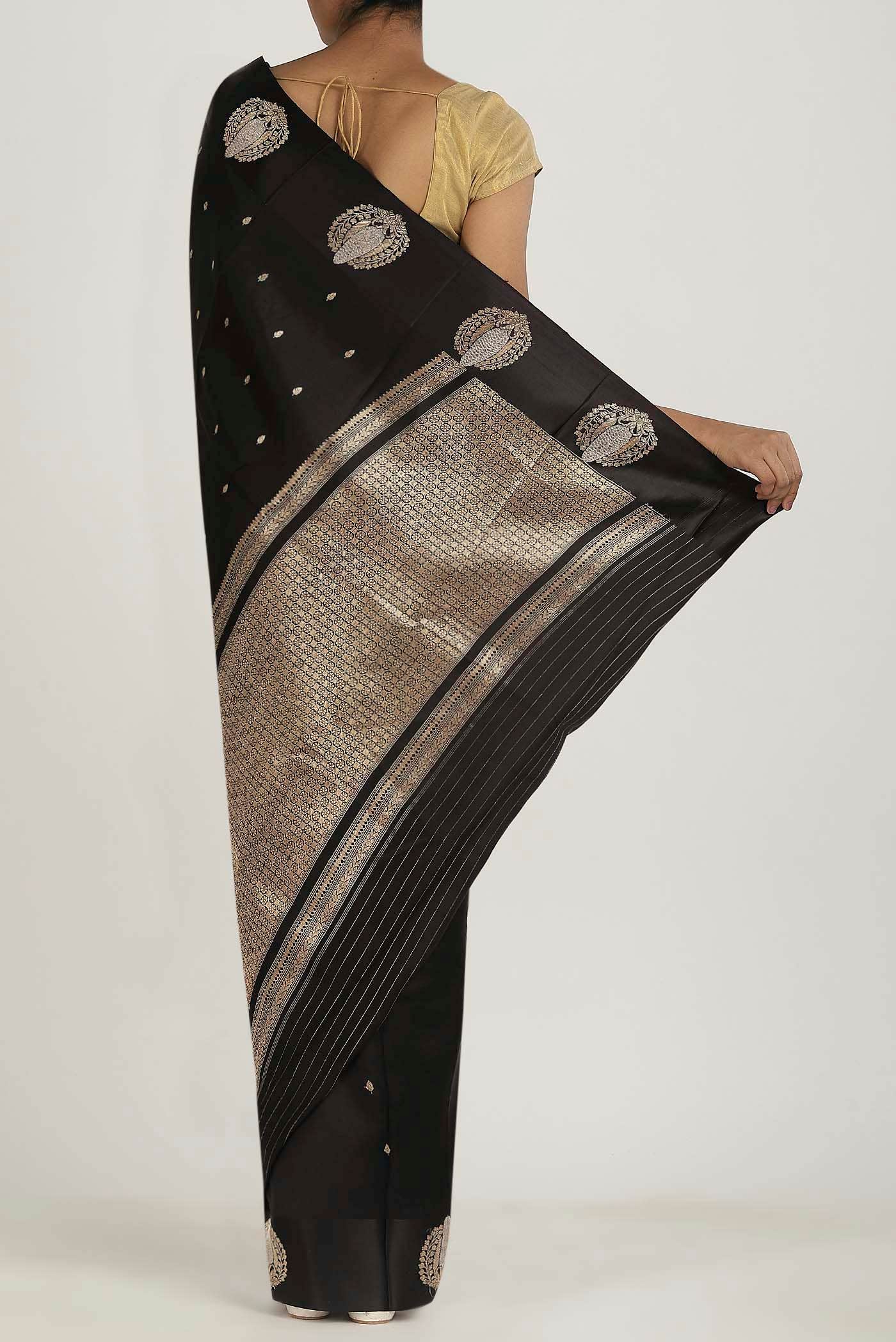 Black Banarasi Katan Silk Saree