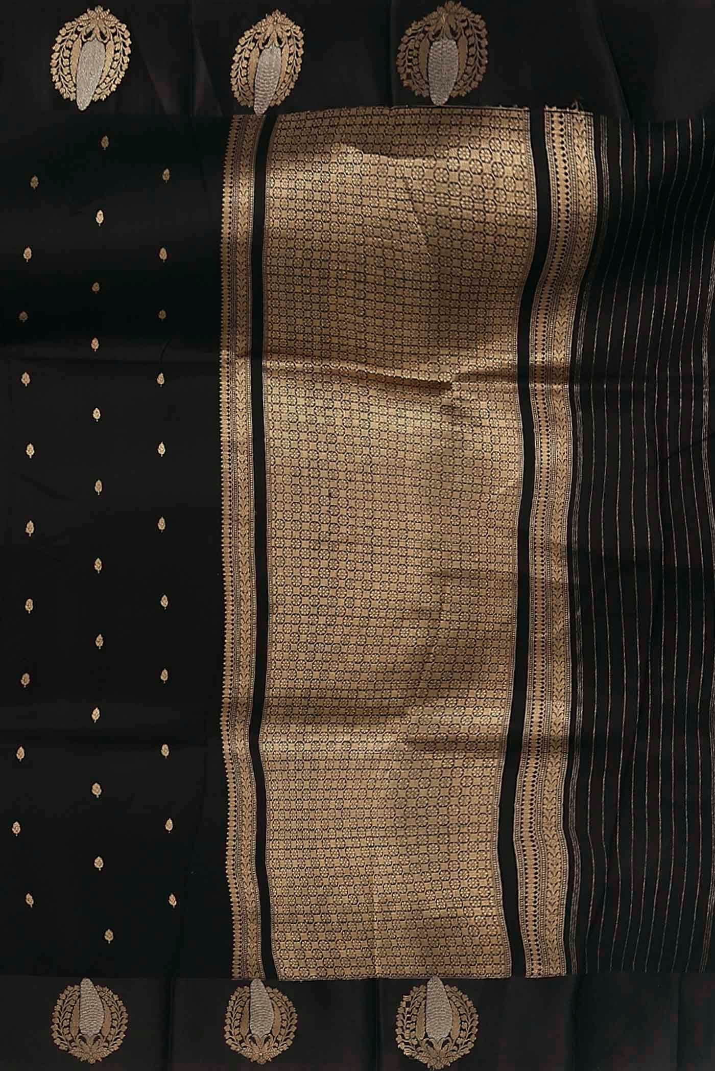 Black Banarasi Katan Silk Saree