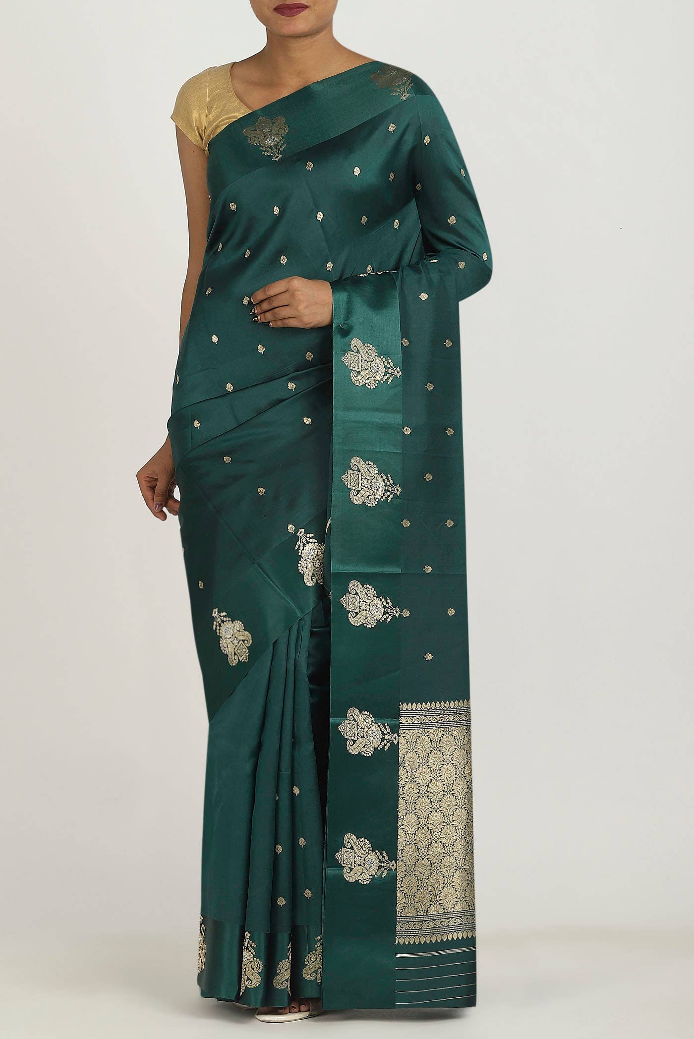 Green Banarasi Katan Silk Saree