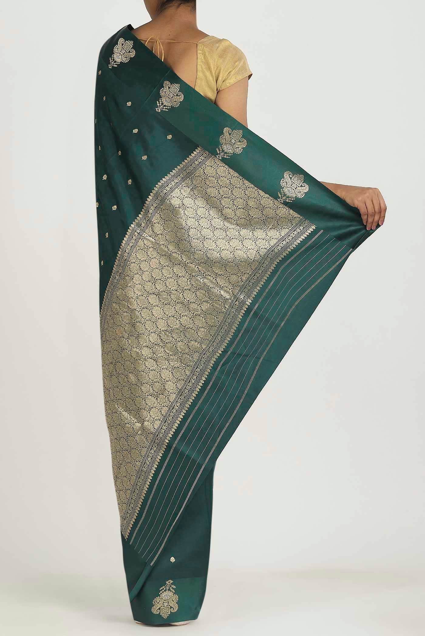 Green Banarasi Katan Silk Saree
