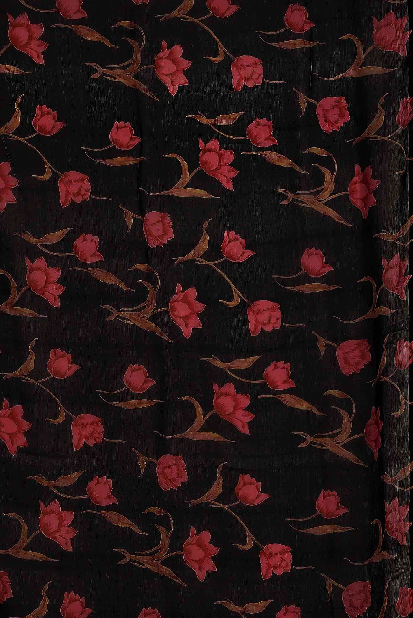 Black Mysore Chiffon Saree