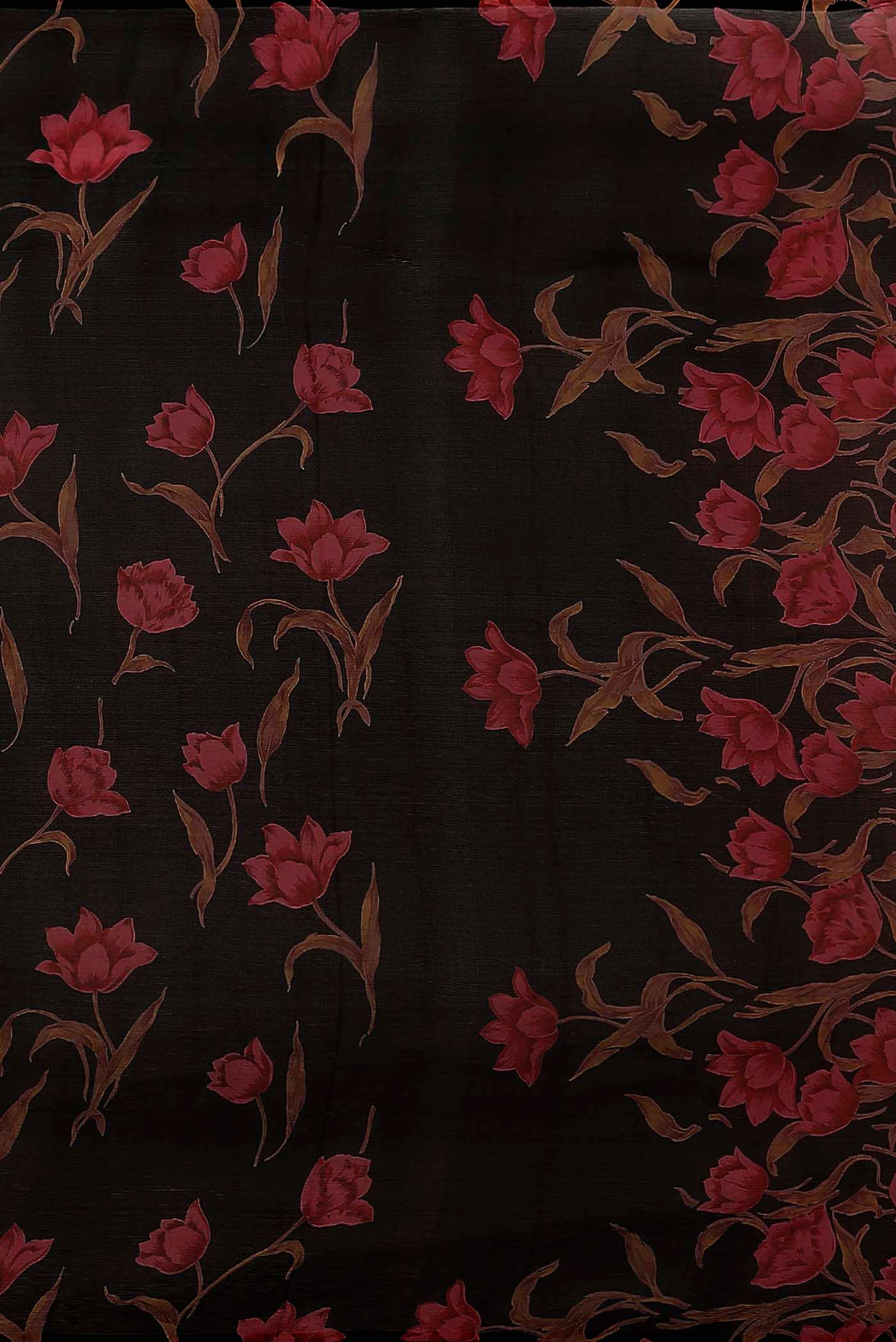 Black Mysore Chiffon Saree