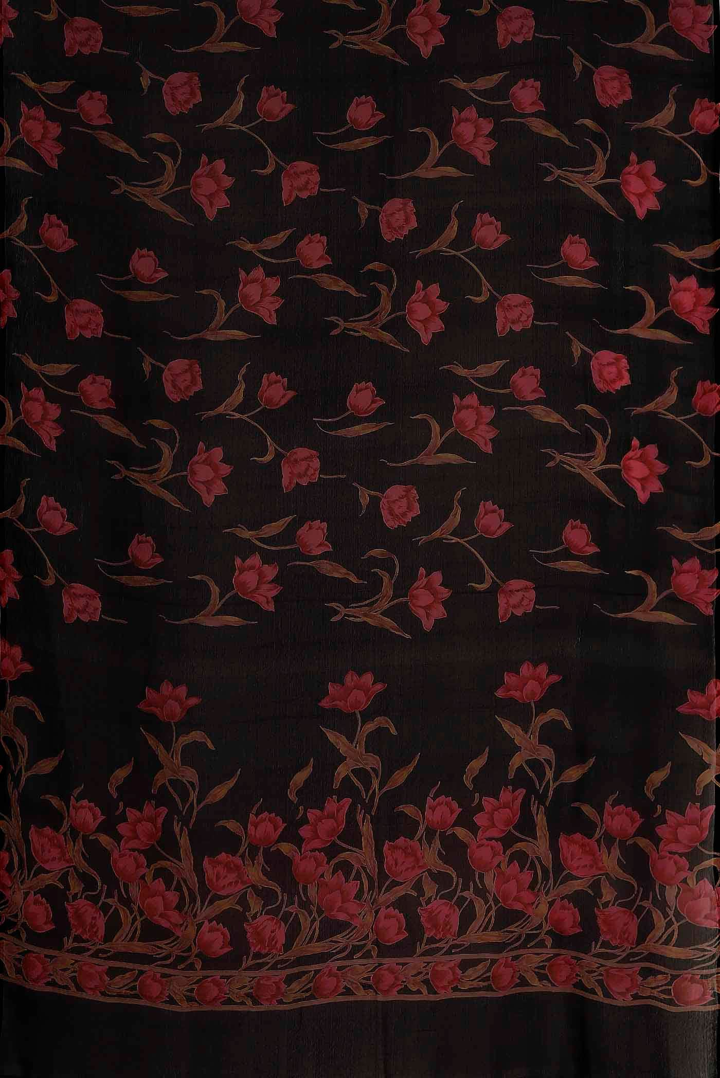 Black Mysore Chiffon Saree