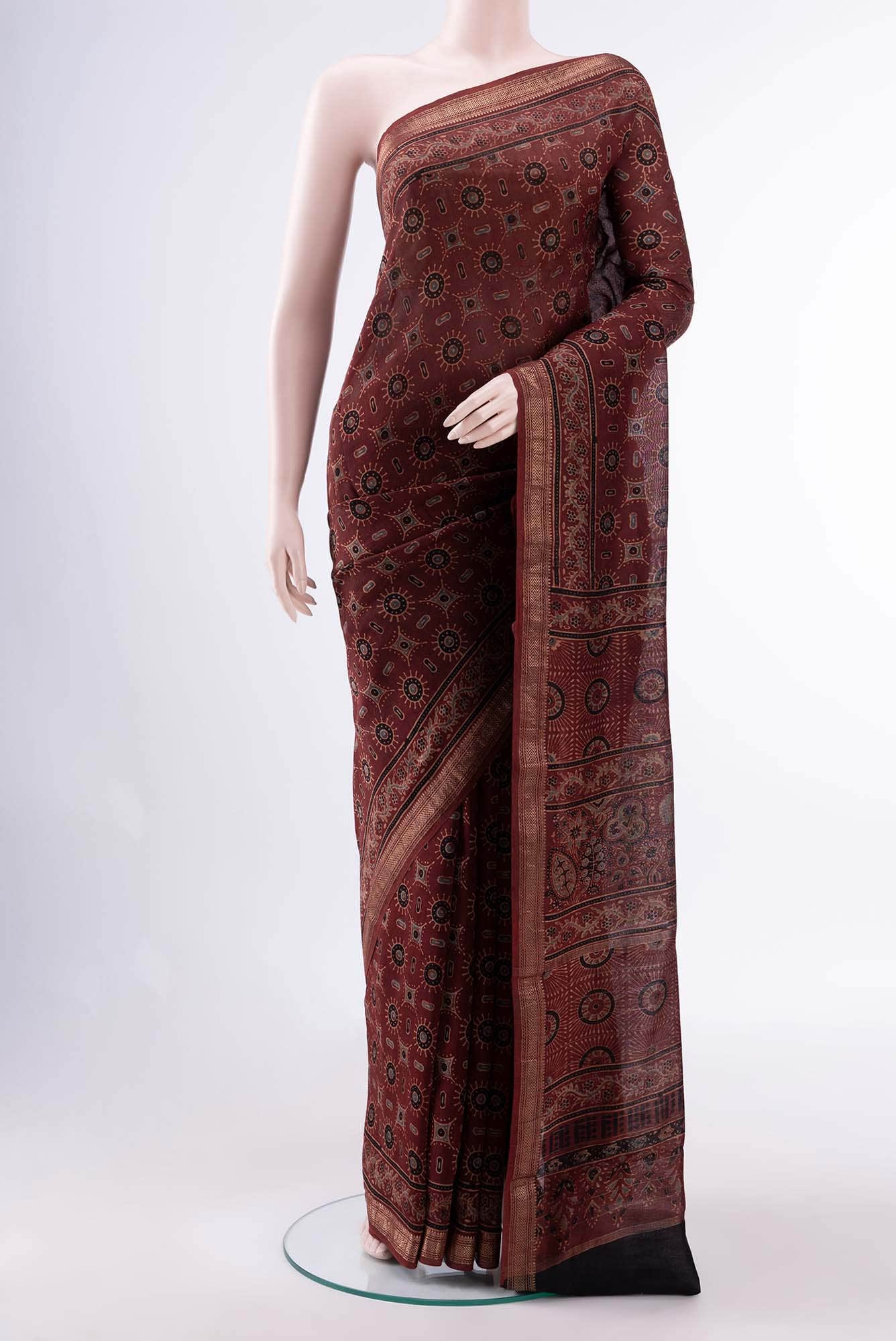 Maroon Maheshwari Silk Cotton Saree