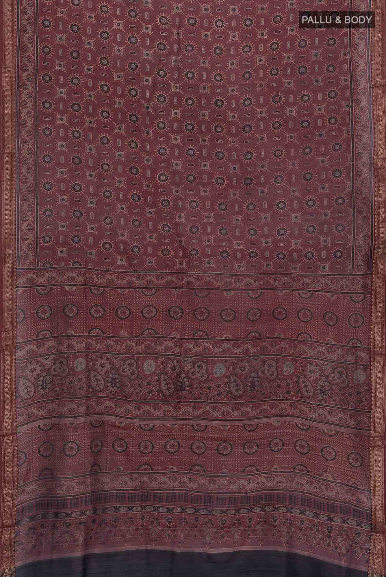 Maroon Maheshwari Silk Cotton Saree