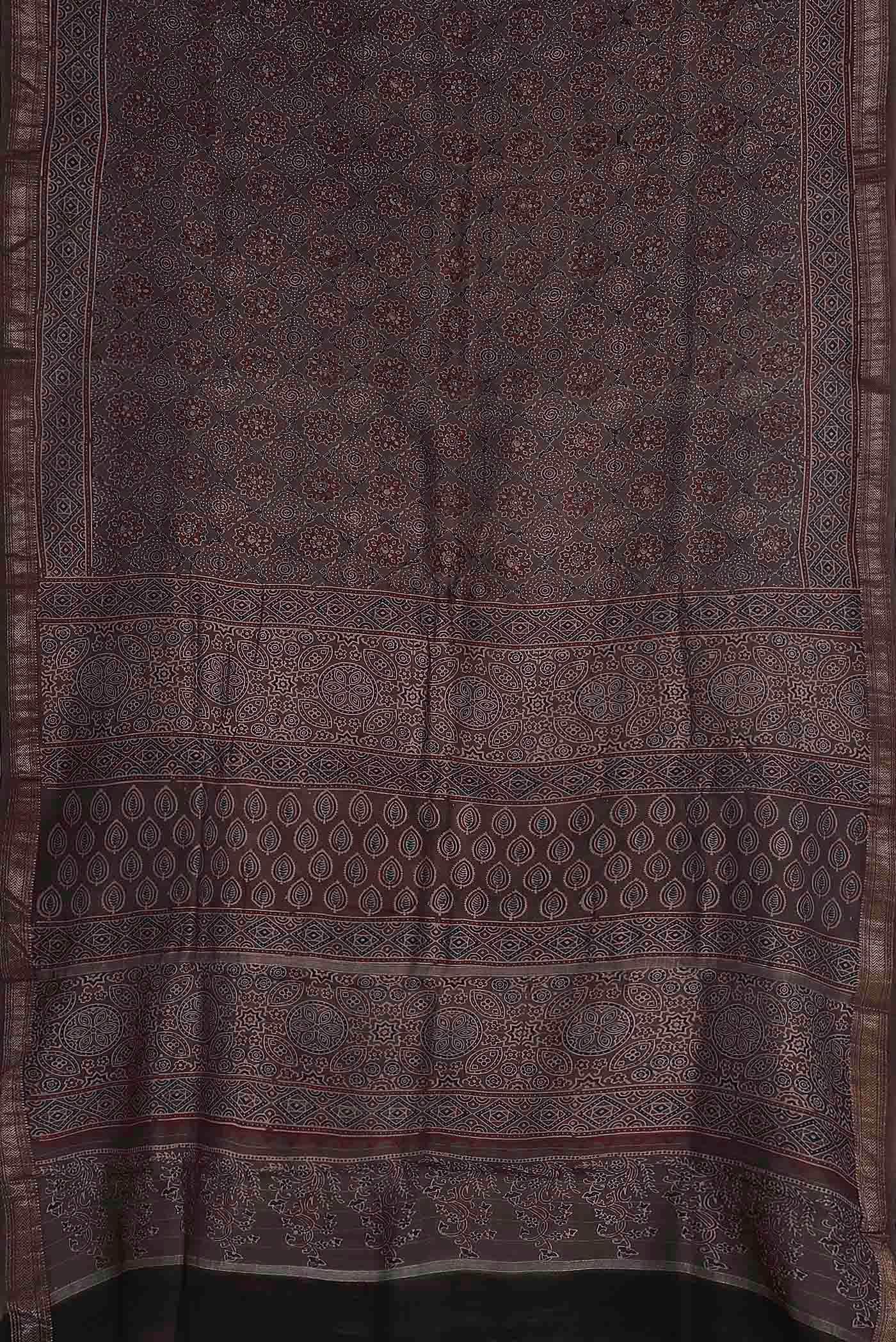 Brown Maheshwari Silk Cotton Saree