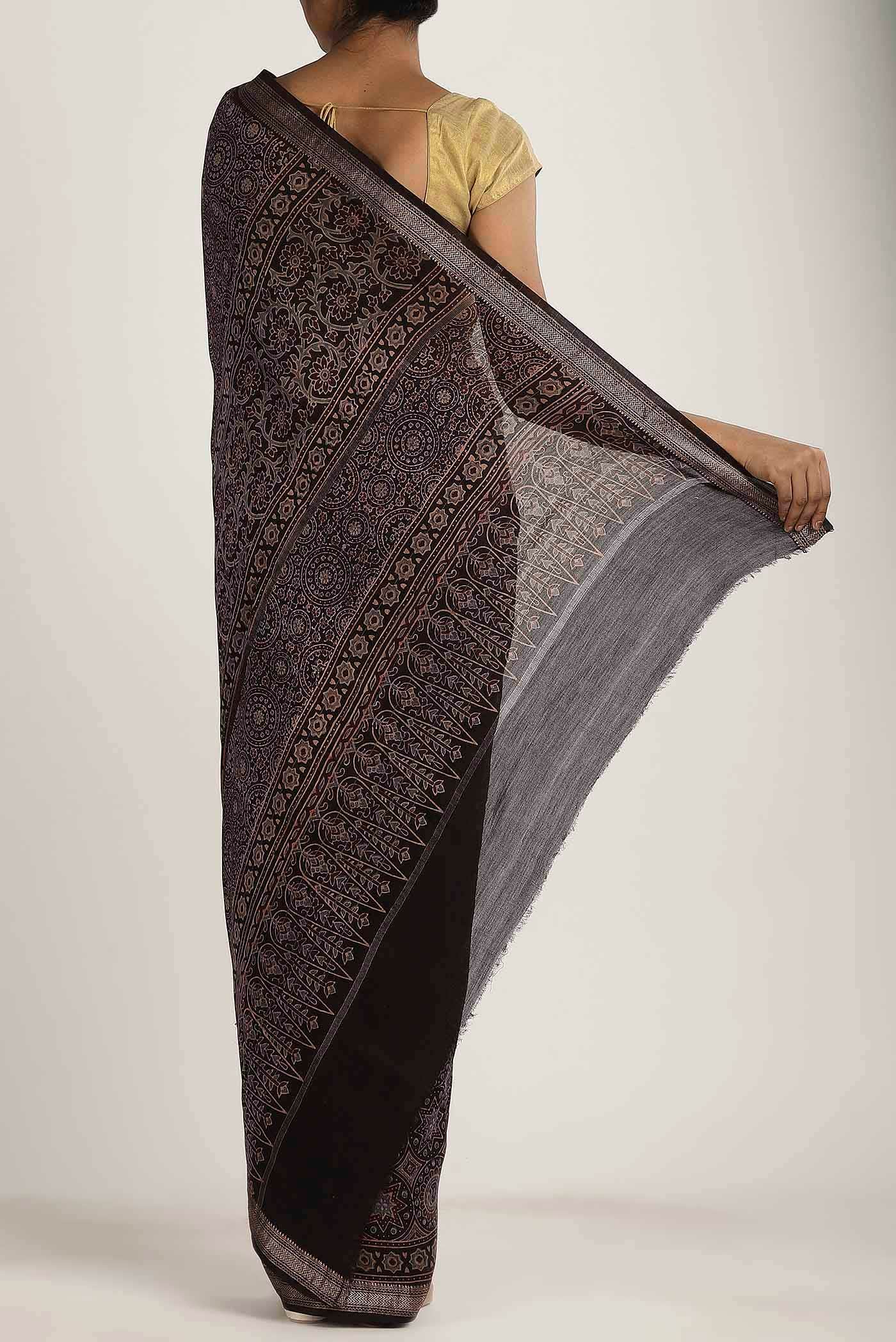 Brown Maheshwari Silk Cotton Saree