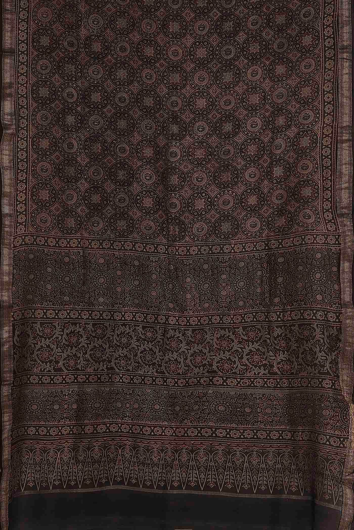 Brown Maheshwari Silk Cotton Saree