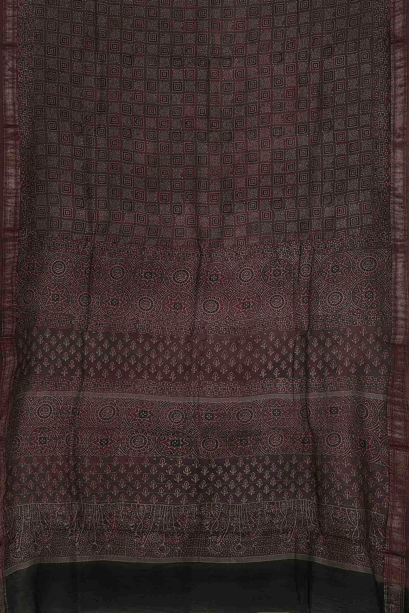 Brown Maheshwari Silk Cotton Saree