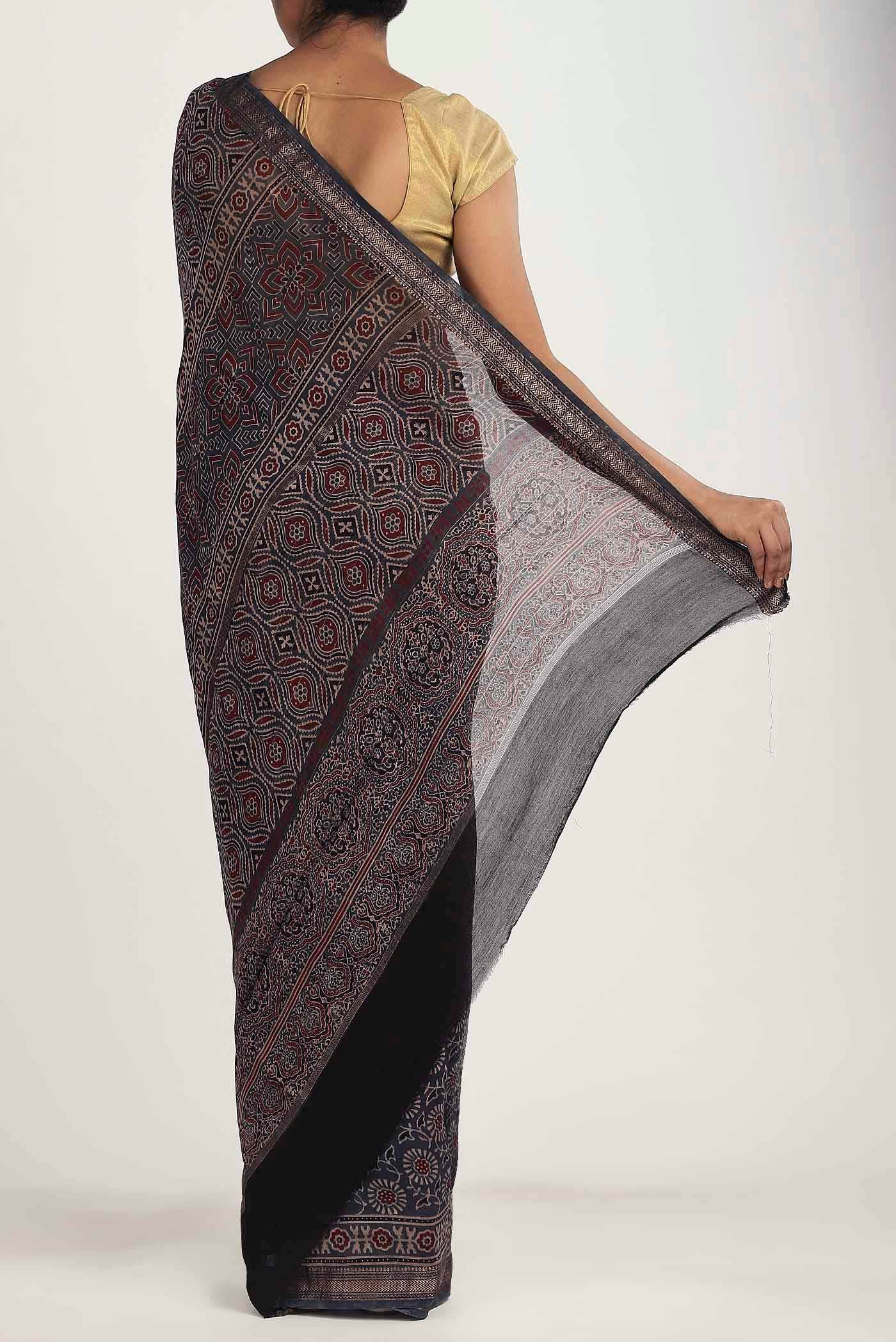 Grey Maheshwari Silk Cotton Saree