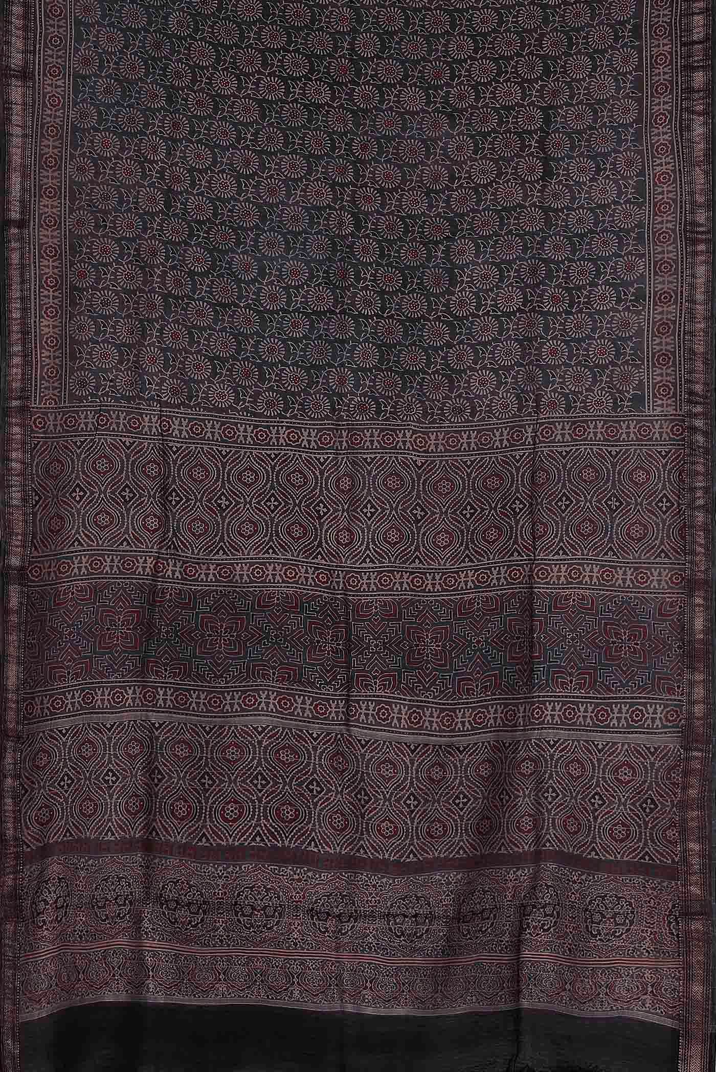 Grey Maheshwari Silk Cotton Saree