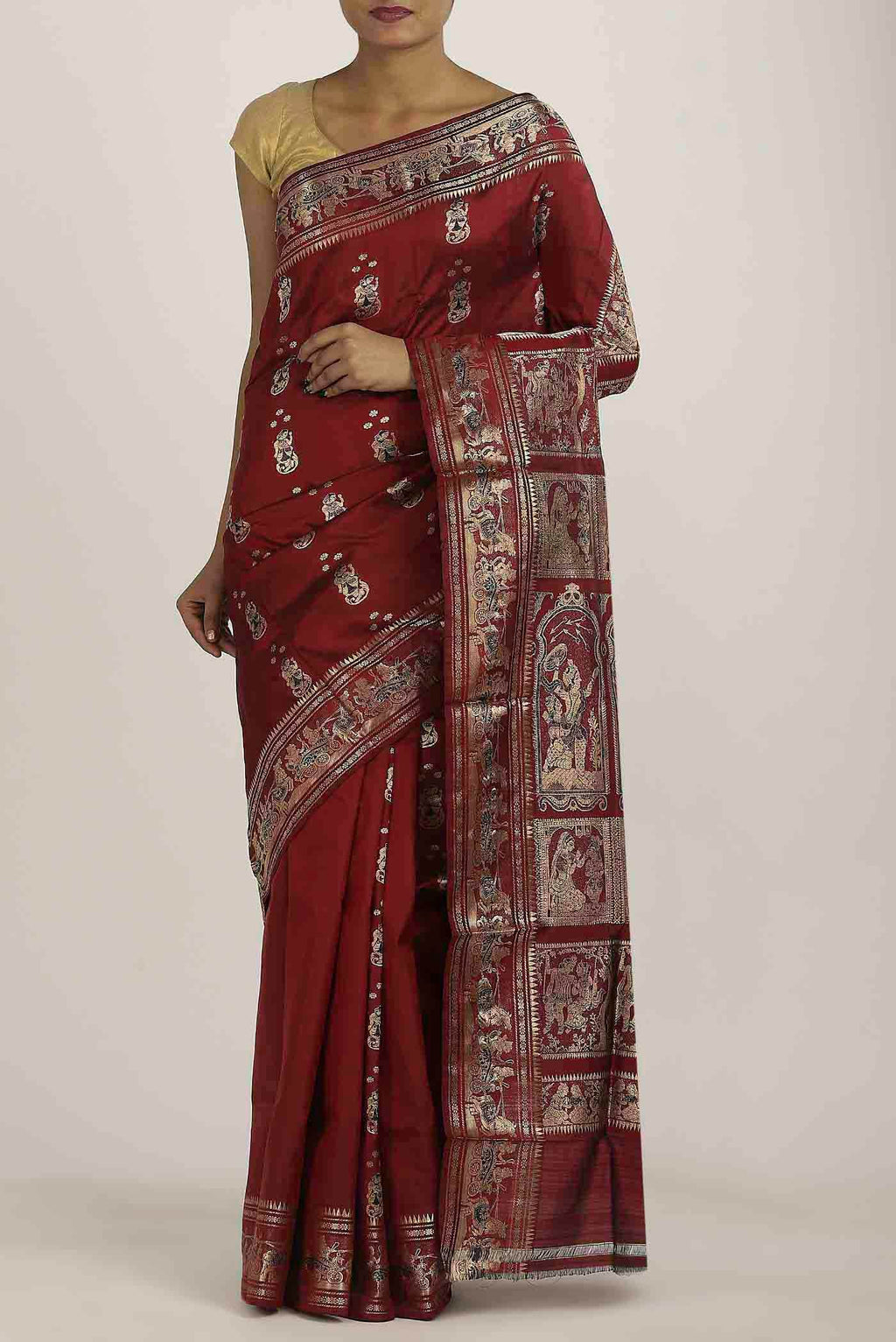 Maroon Baluchari Silk Saree