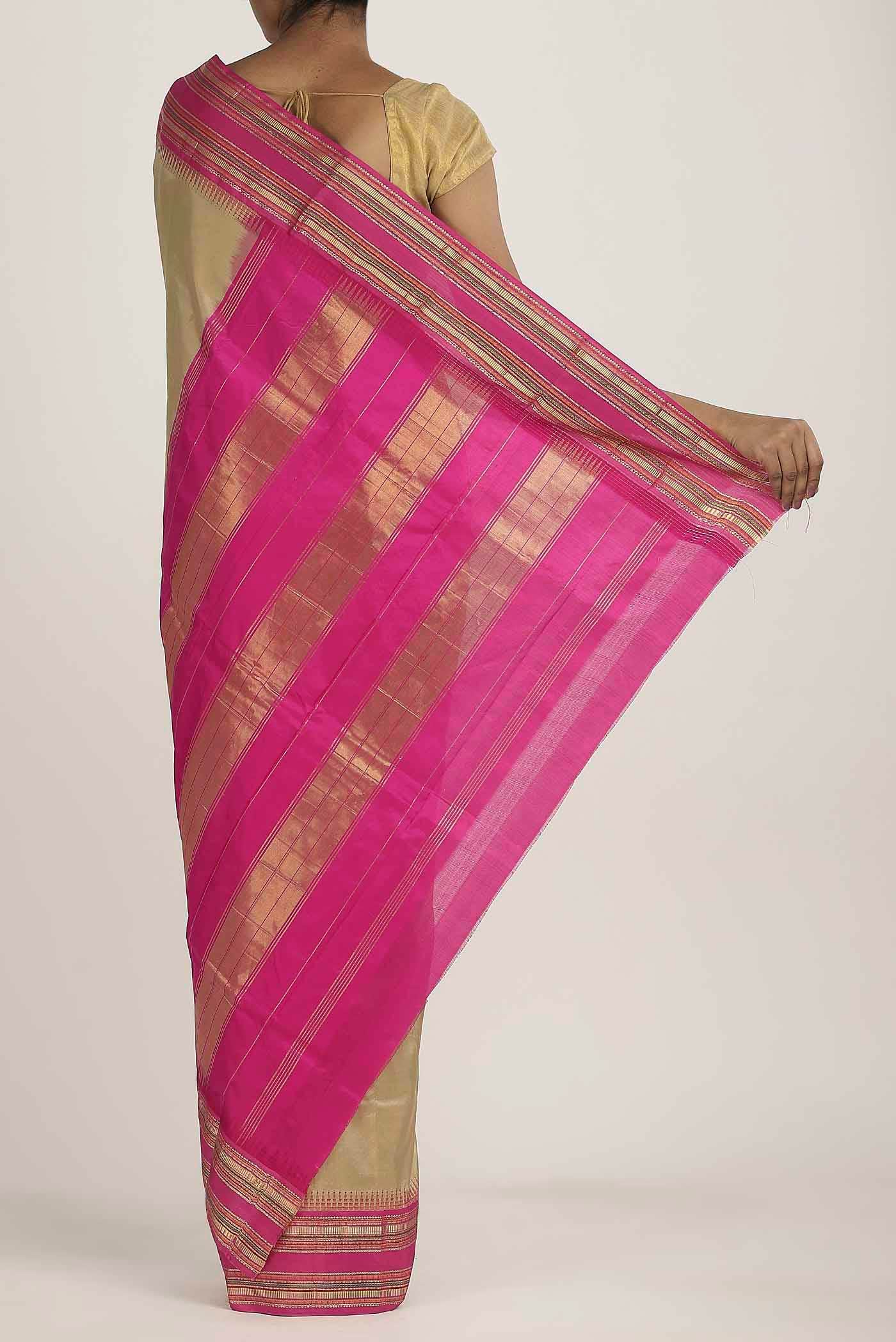 Beige Bangalore Silk Saree