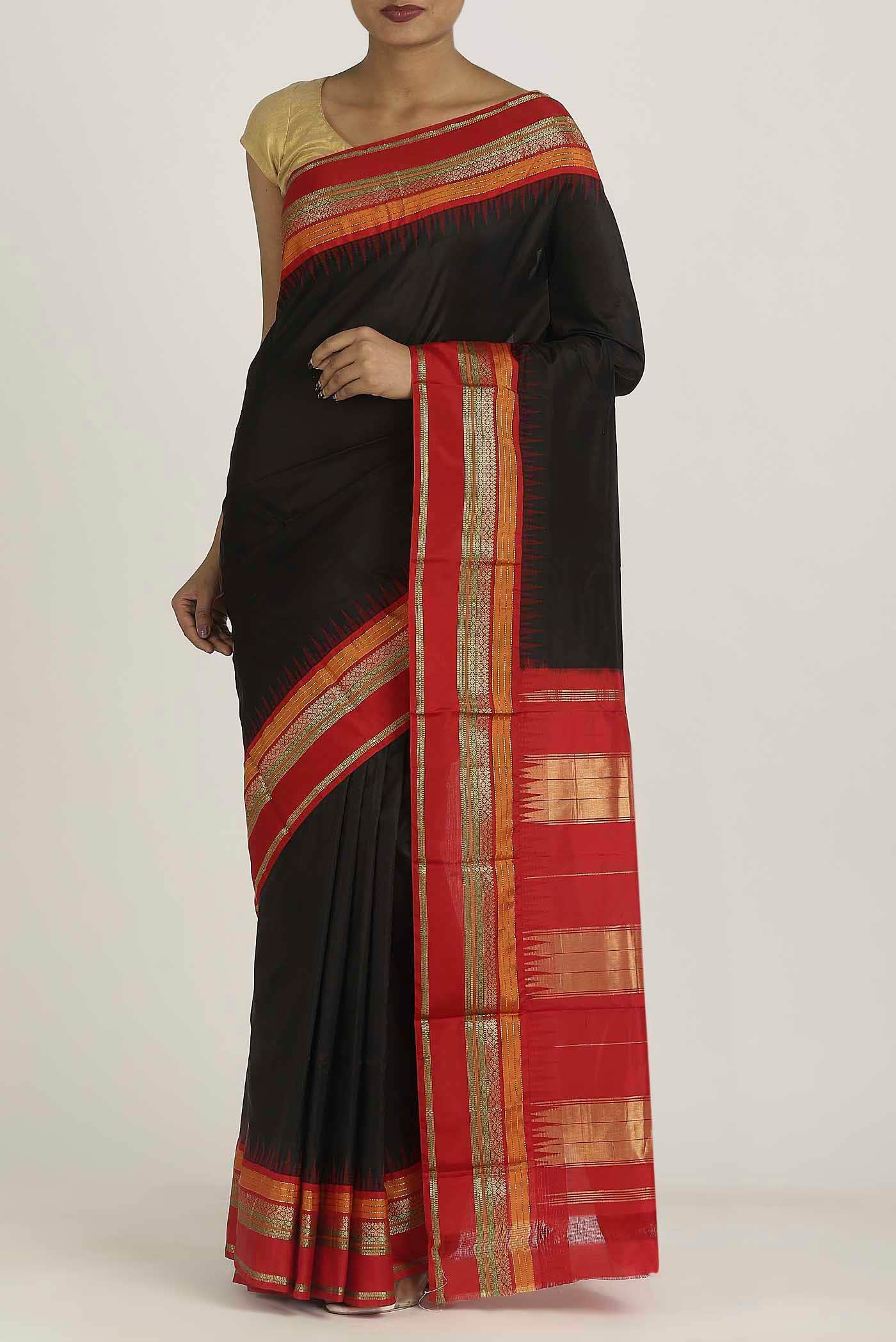 Black Bangalore Silk Saree
