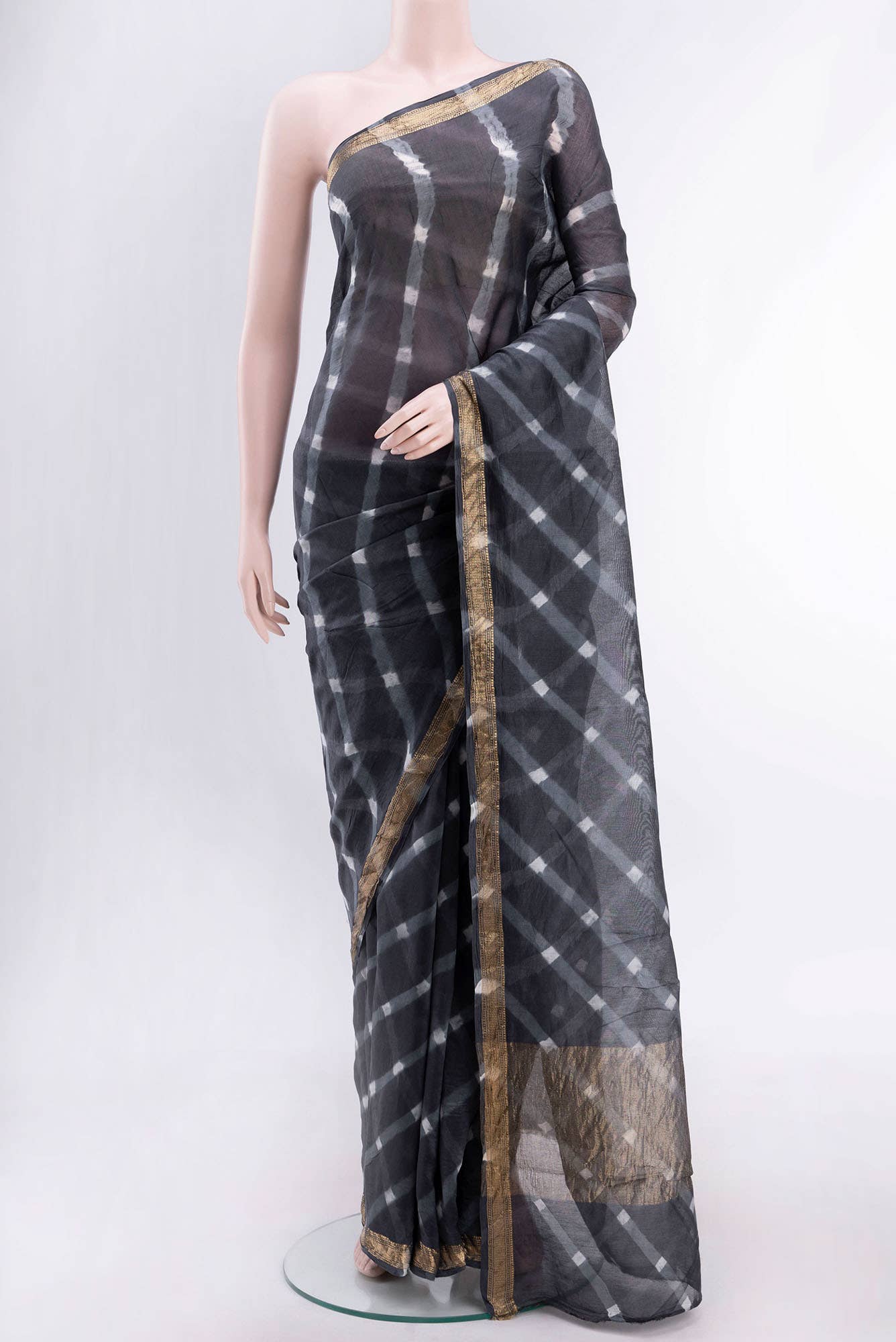 Grey Chanderi Silk Cotton Saree