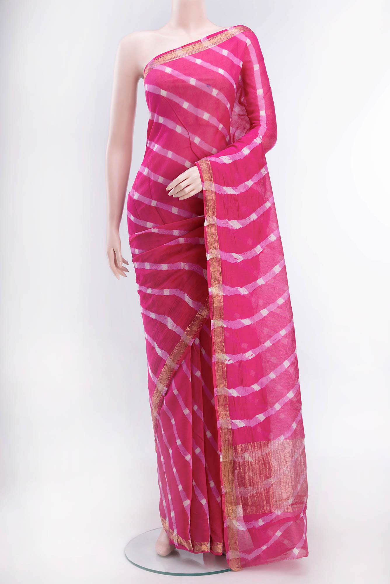 Rose pink Chanderi Silk Cotton Saree