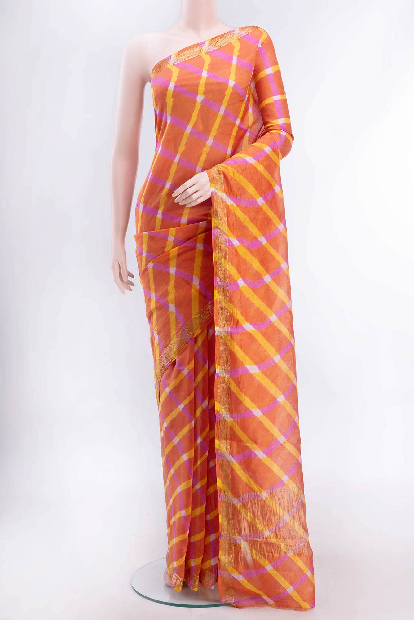 Brick Orange Chanderi Silk Cotton Saree