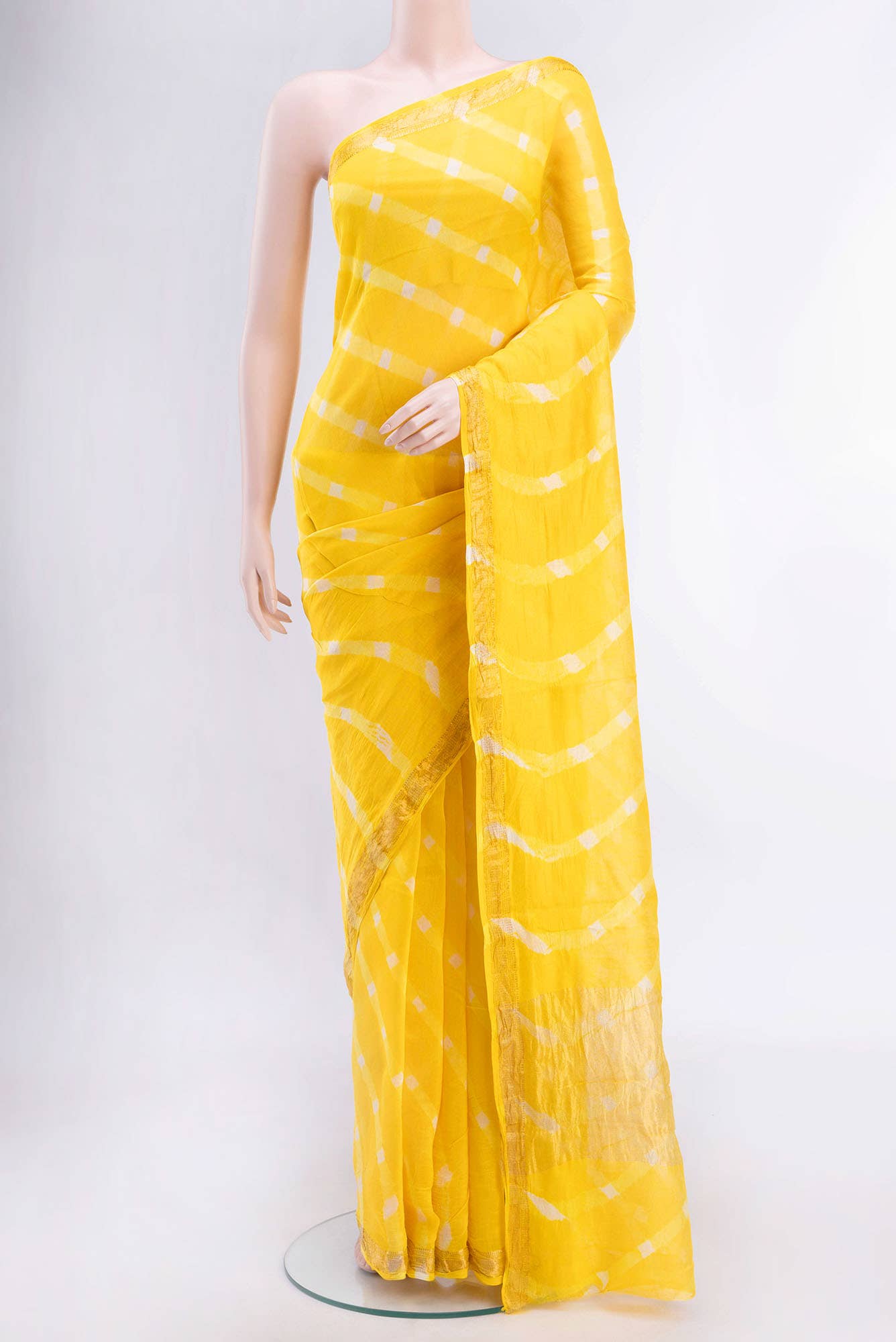Lemon Yellow Chanderi Silk Cotton Saree