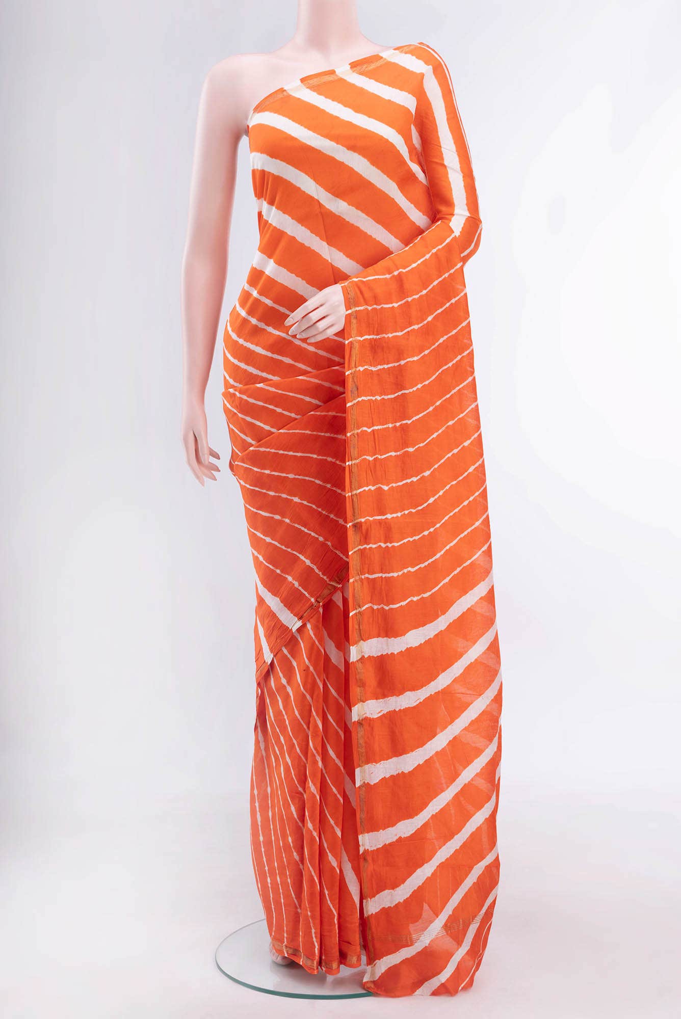 Orange Chanderi Silk Cotton Saree