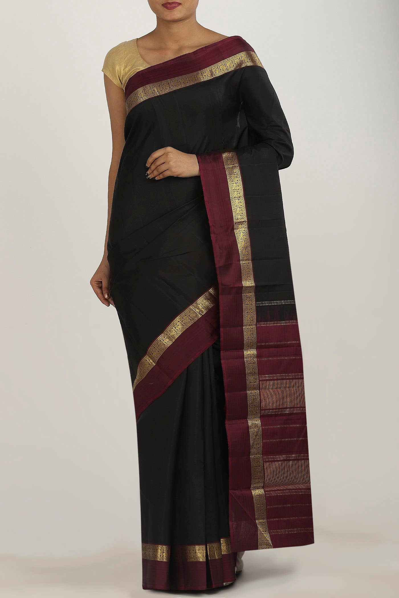 Black Kanchipuram Silk Saree