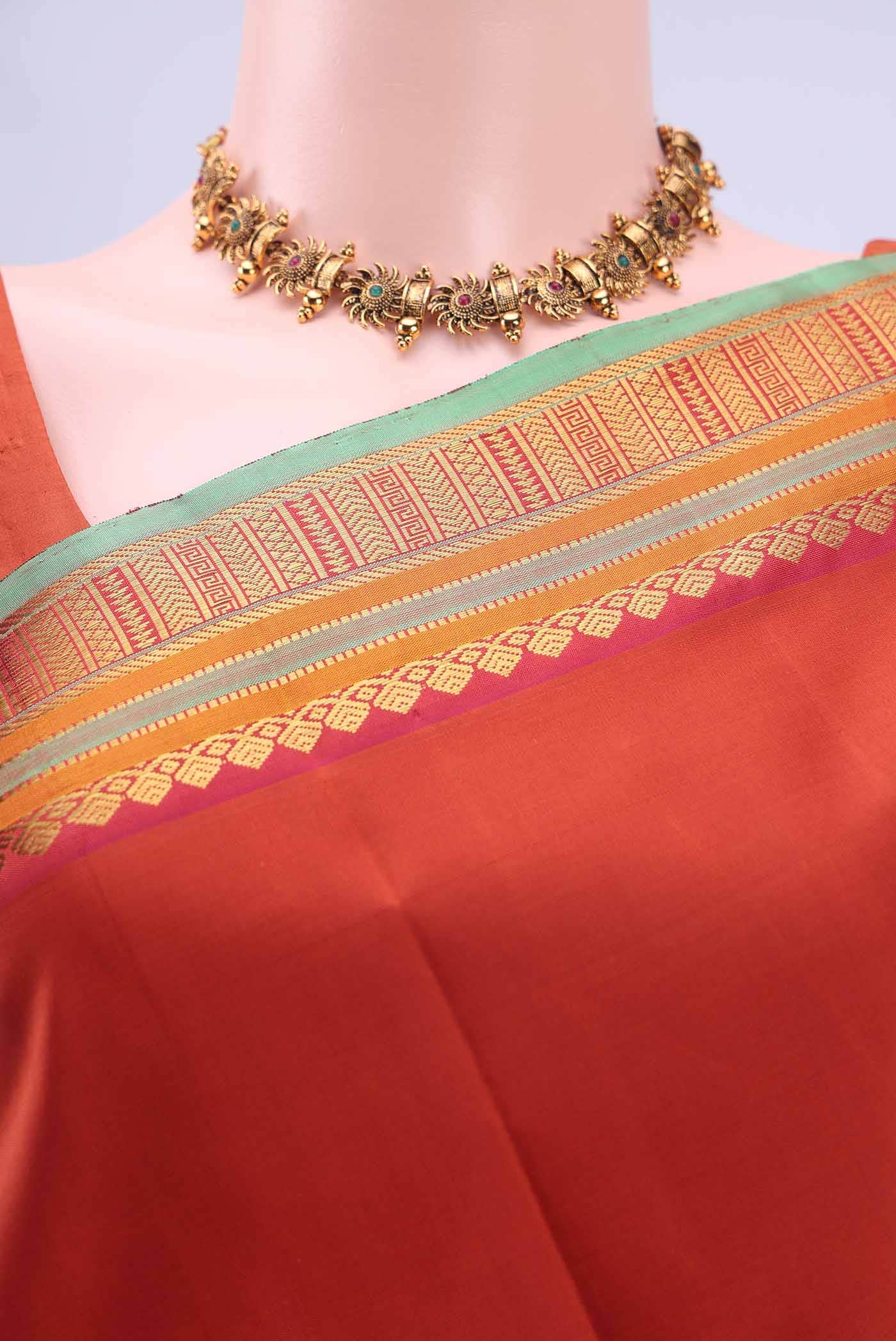 Rust Kanchipuram Silk Saree