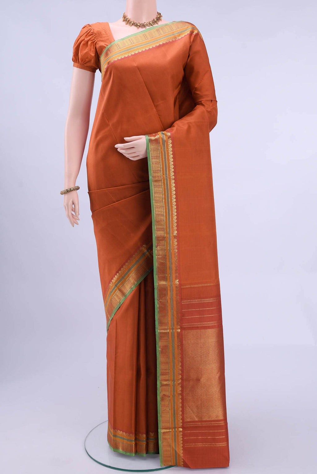 Rust Kanchipuram Silk Saree