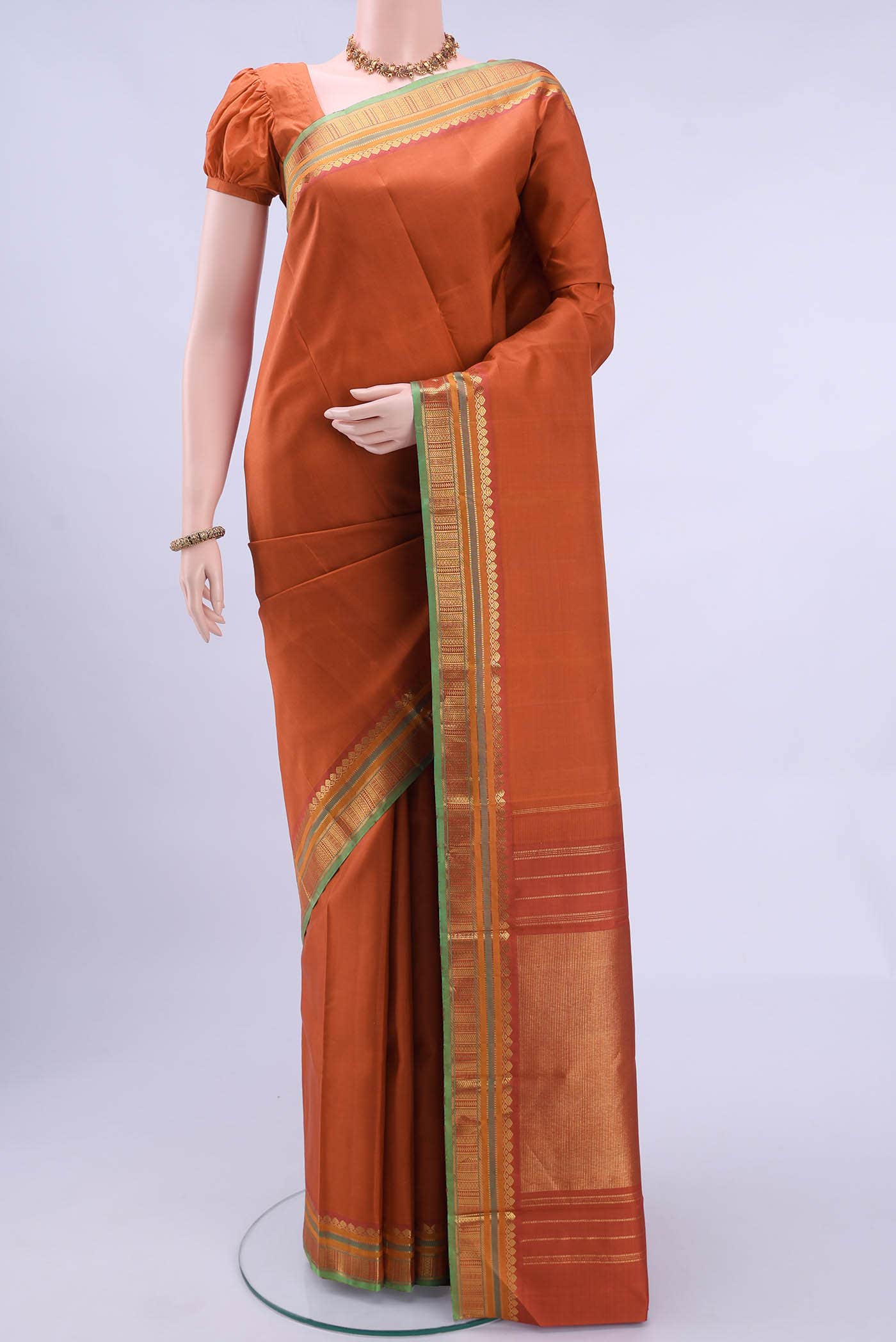 Rust Kanchipuram Silk Saree