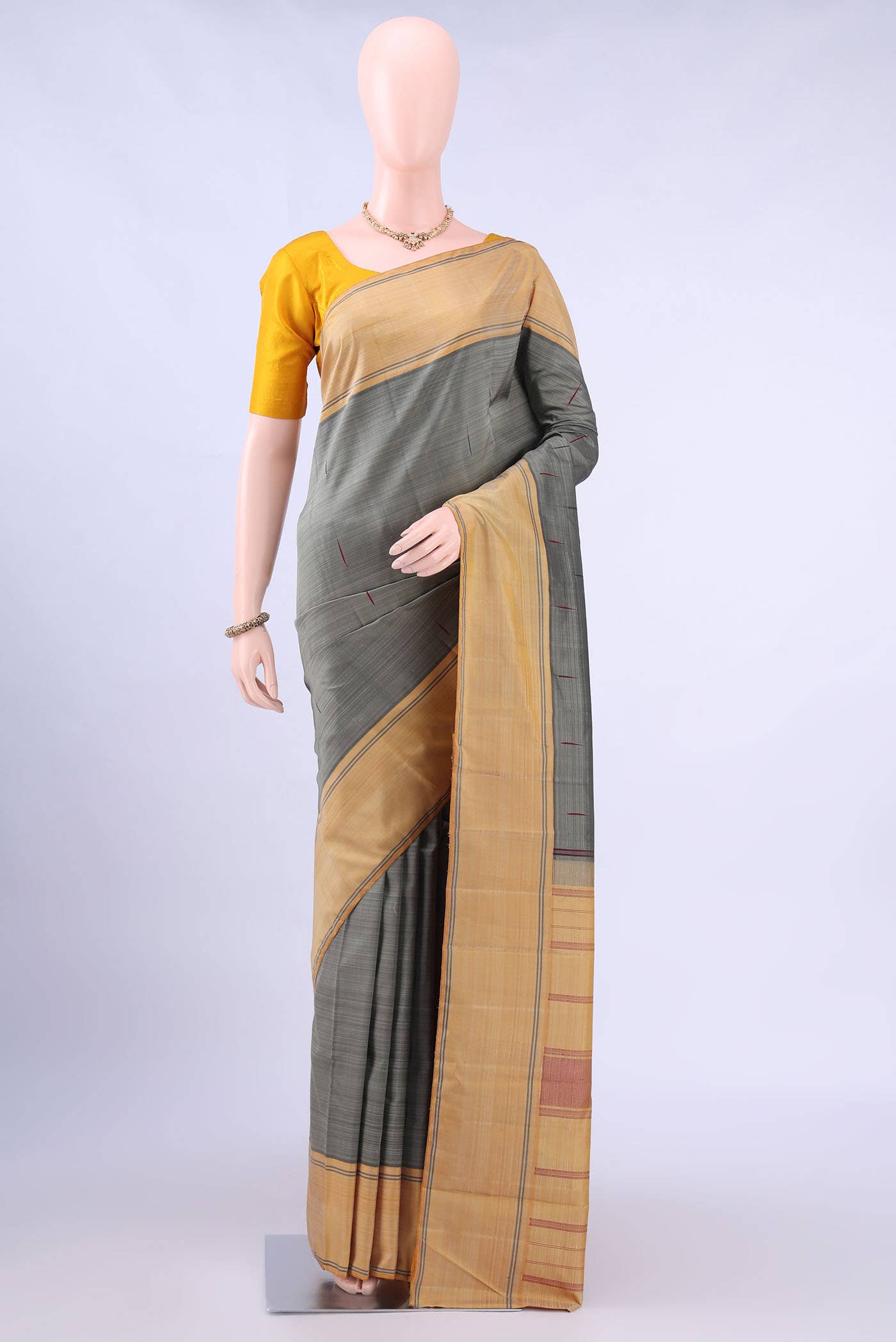 Grey Kanchipuram Silk Saree