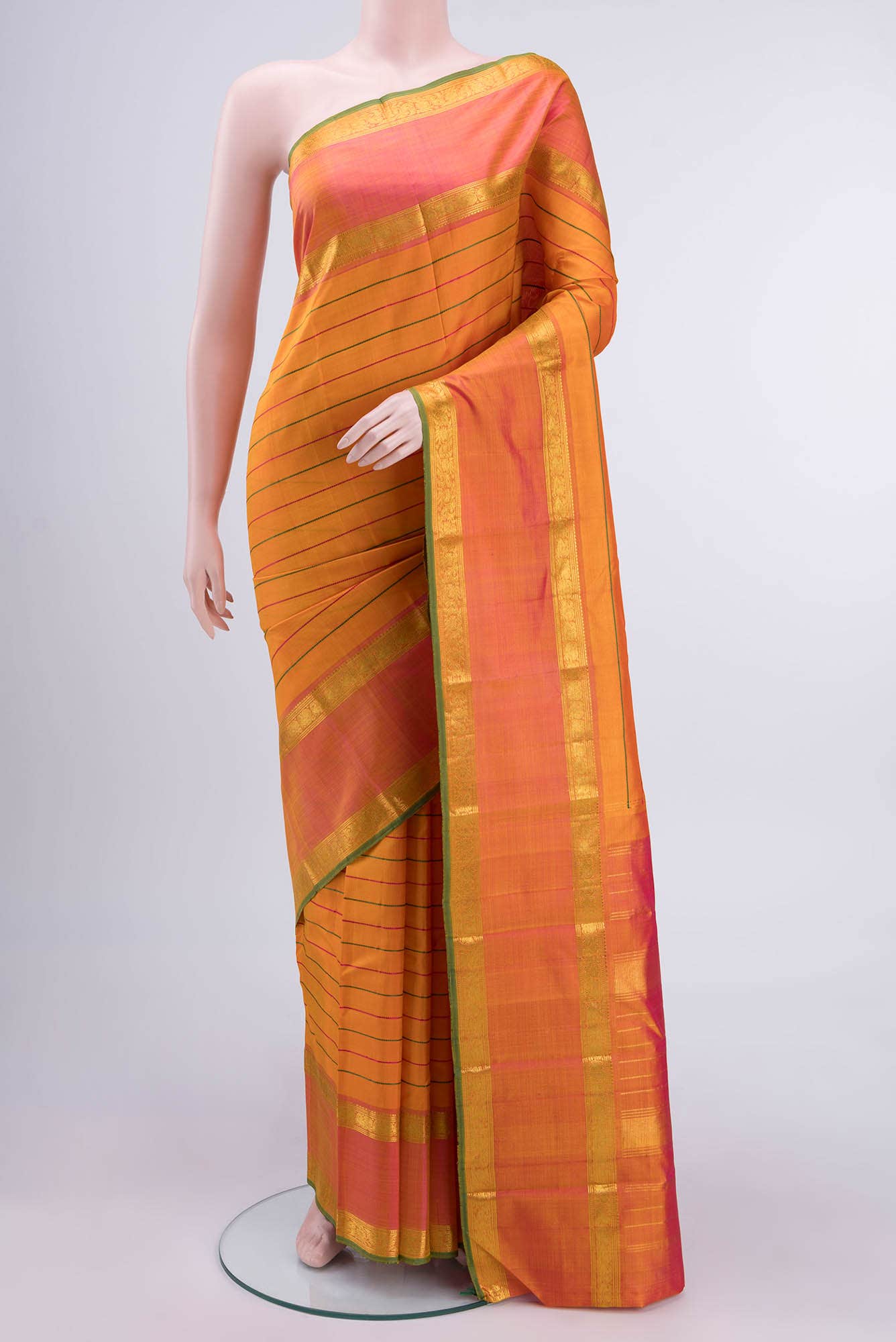 Pure Silk Pure Zari Pink Kanchipuram Saree