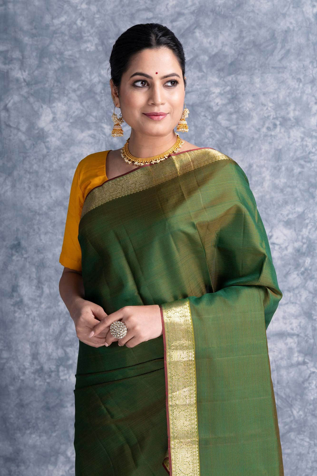 Pure Silk Pure Zari Green Kanchipuram Saree