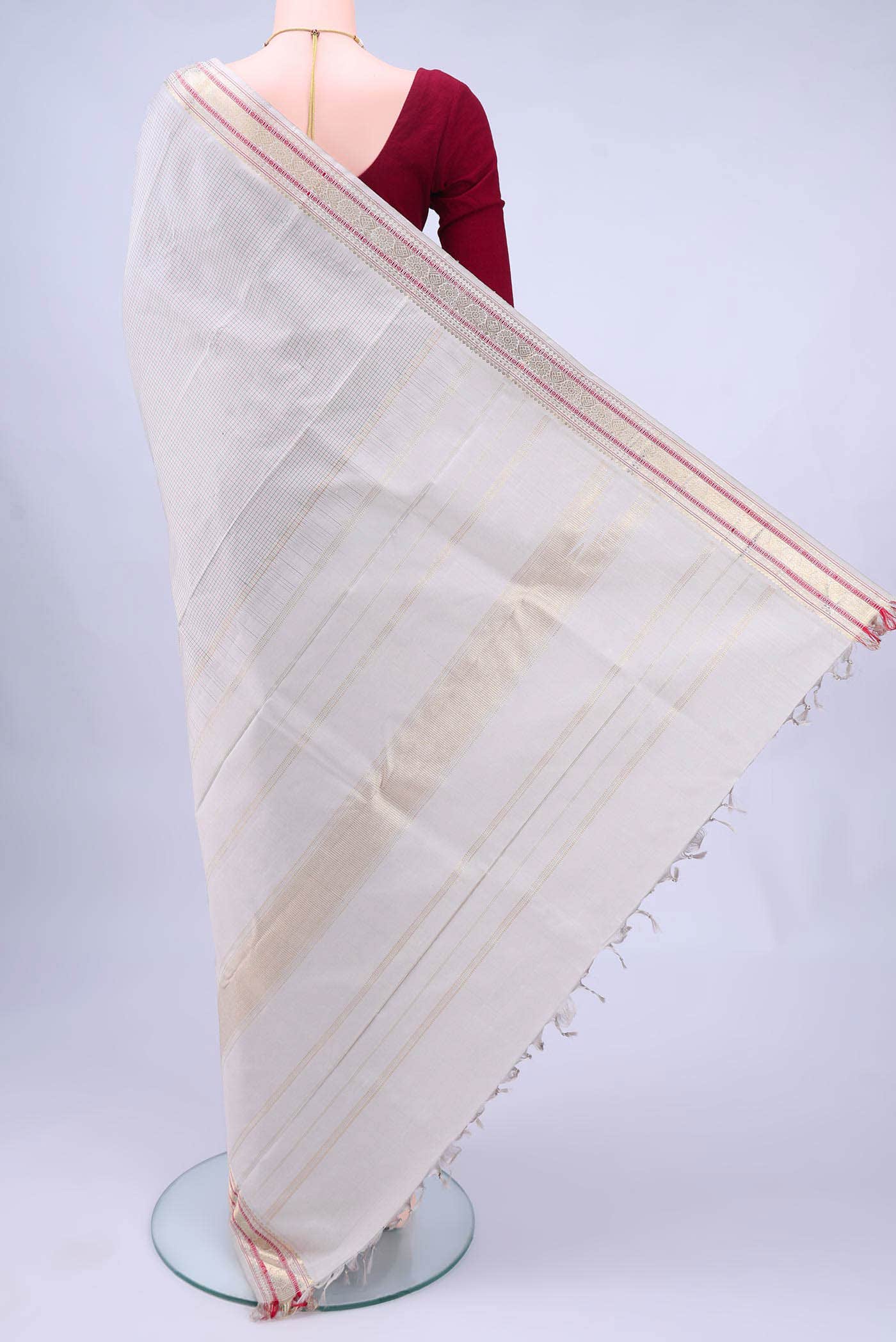 Pure Silk Pure Zari Grey Kanchipuram Saree