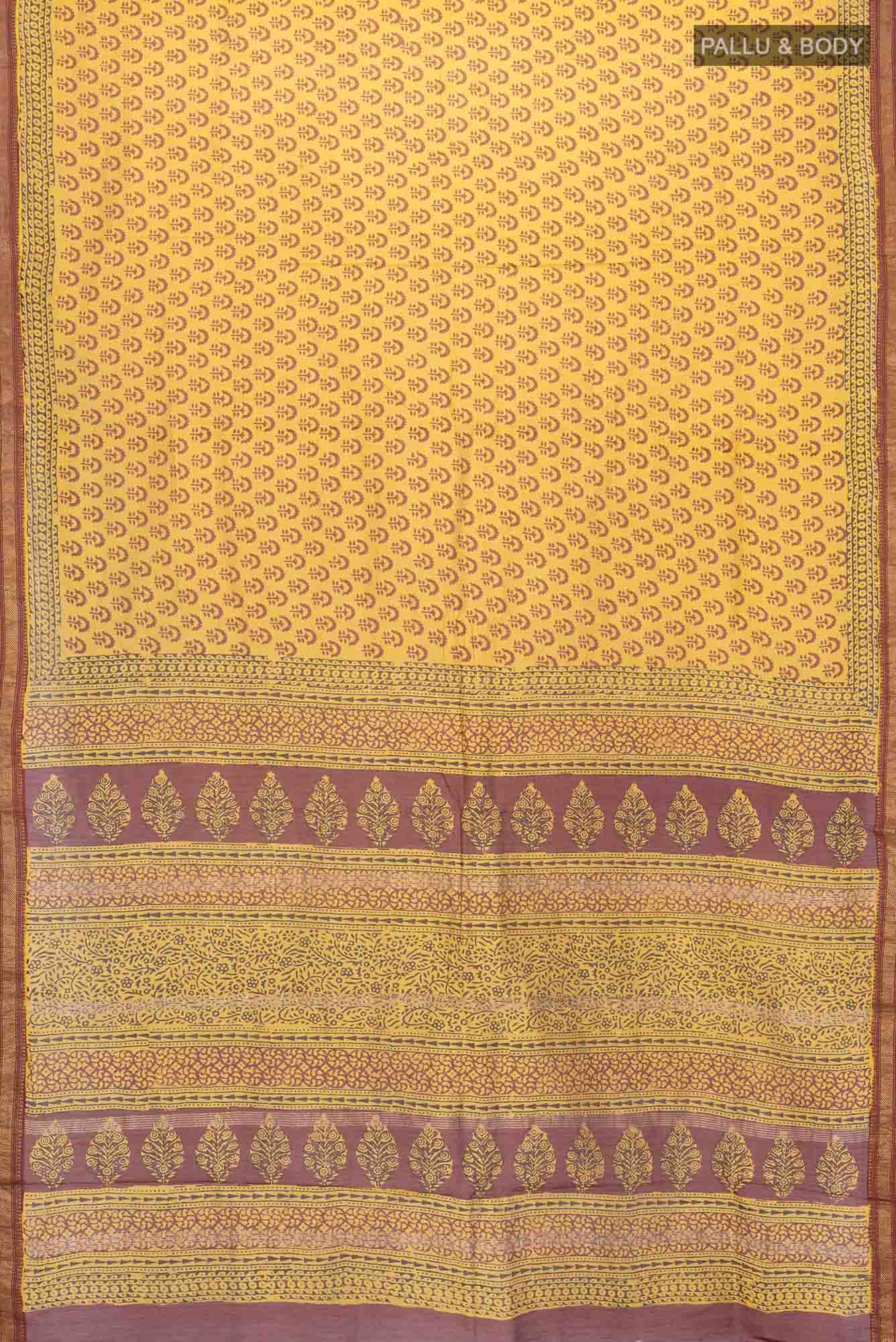 Yellow Maheshwari Silk Cotton Saree