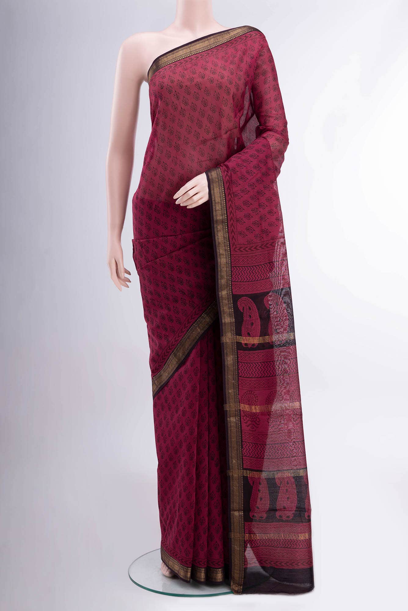 Magenta Chanderi Silk Cotton Saree