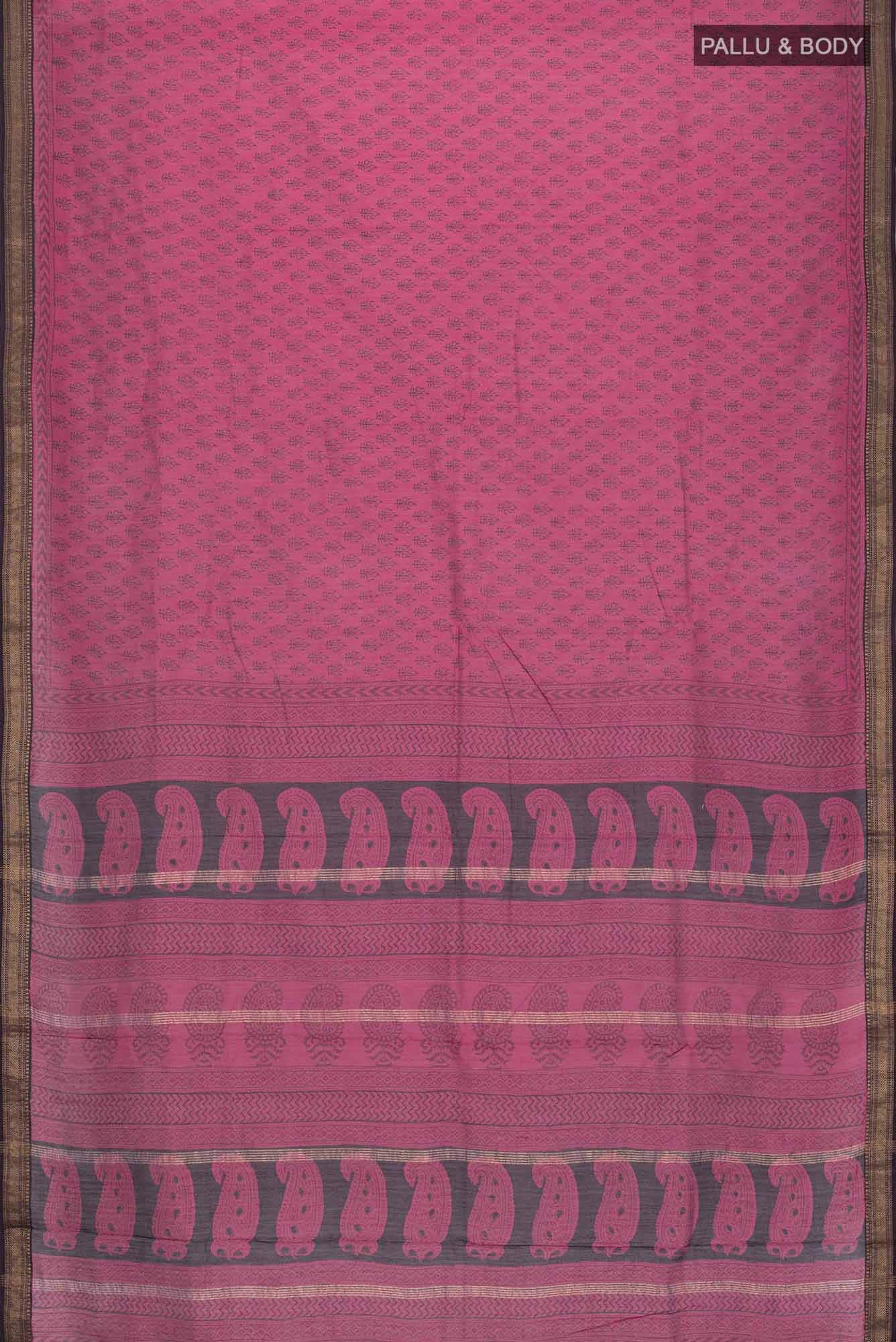 Magenta Chanderi Silk Cotton Saree