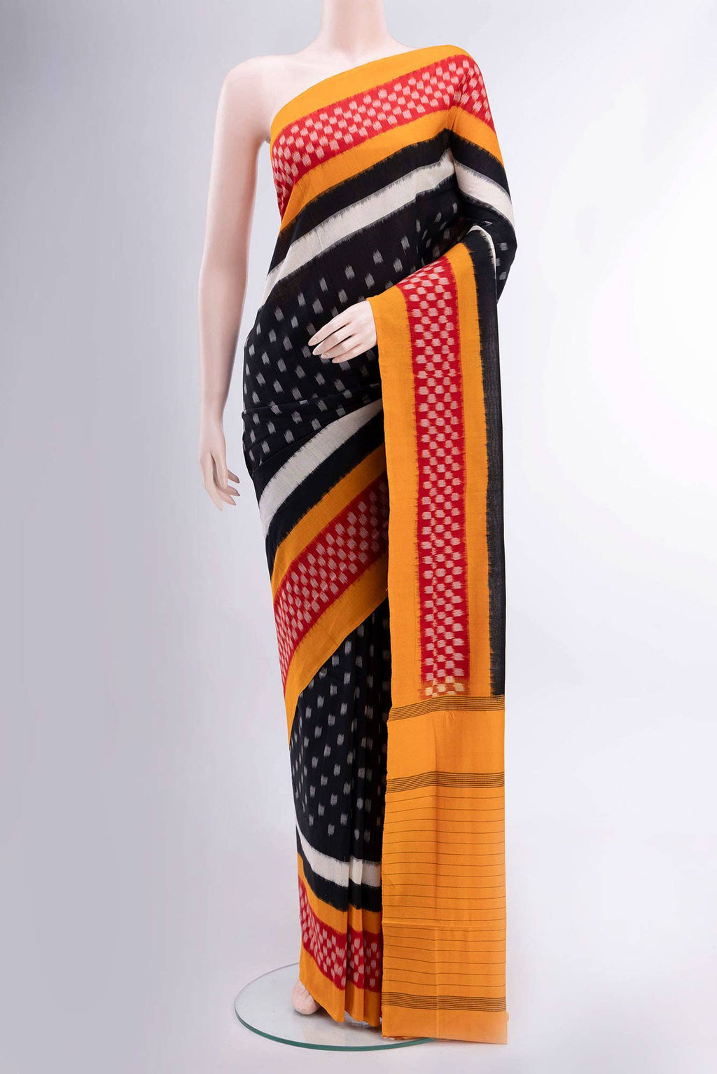 Black Pochampally Cotton Saree