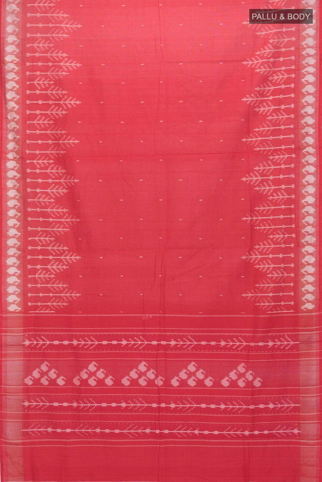 Deep Red Pochampally Cotton Saree