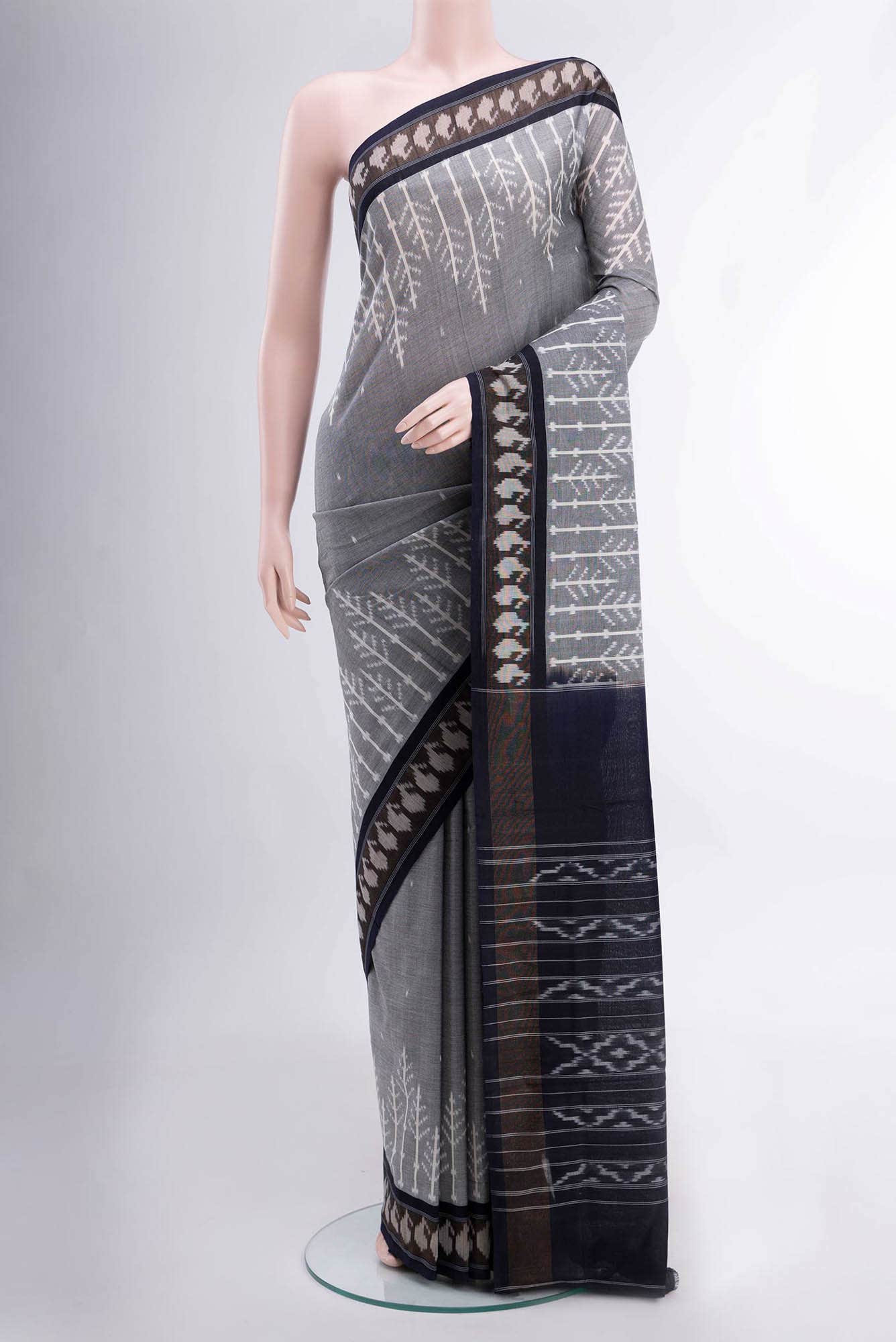 Grey Pochampally Cotton Saree