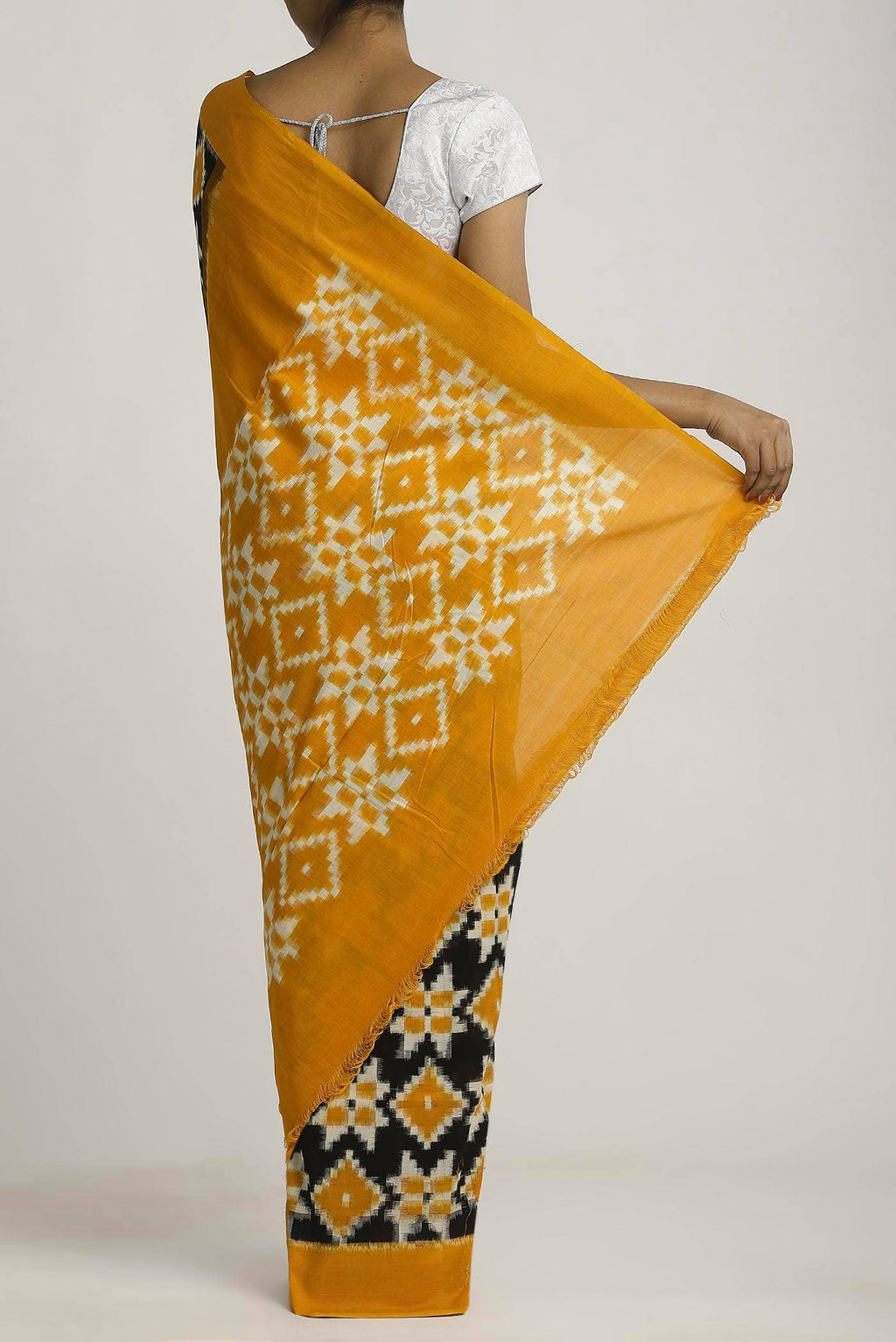 Black Pochampally Cotton Saree