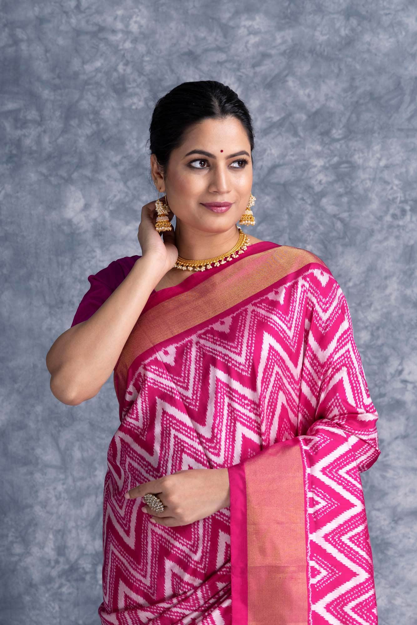 Dark Pink Pochampally Saree