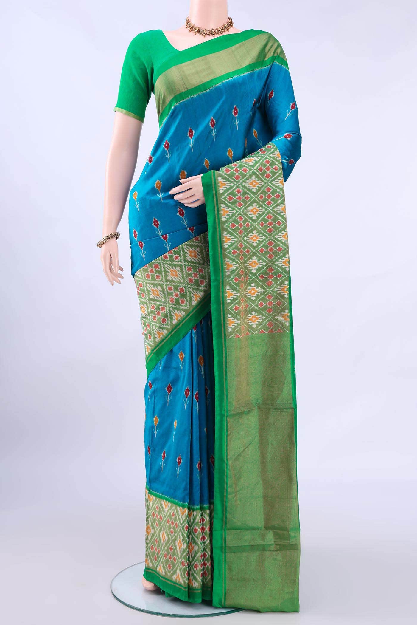 Dark Blue Pochampally Silk Saree