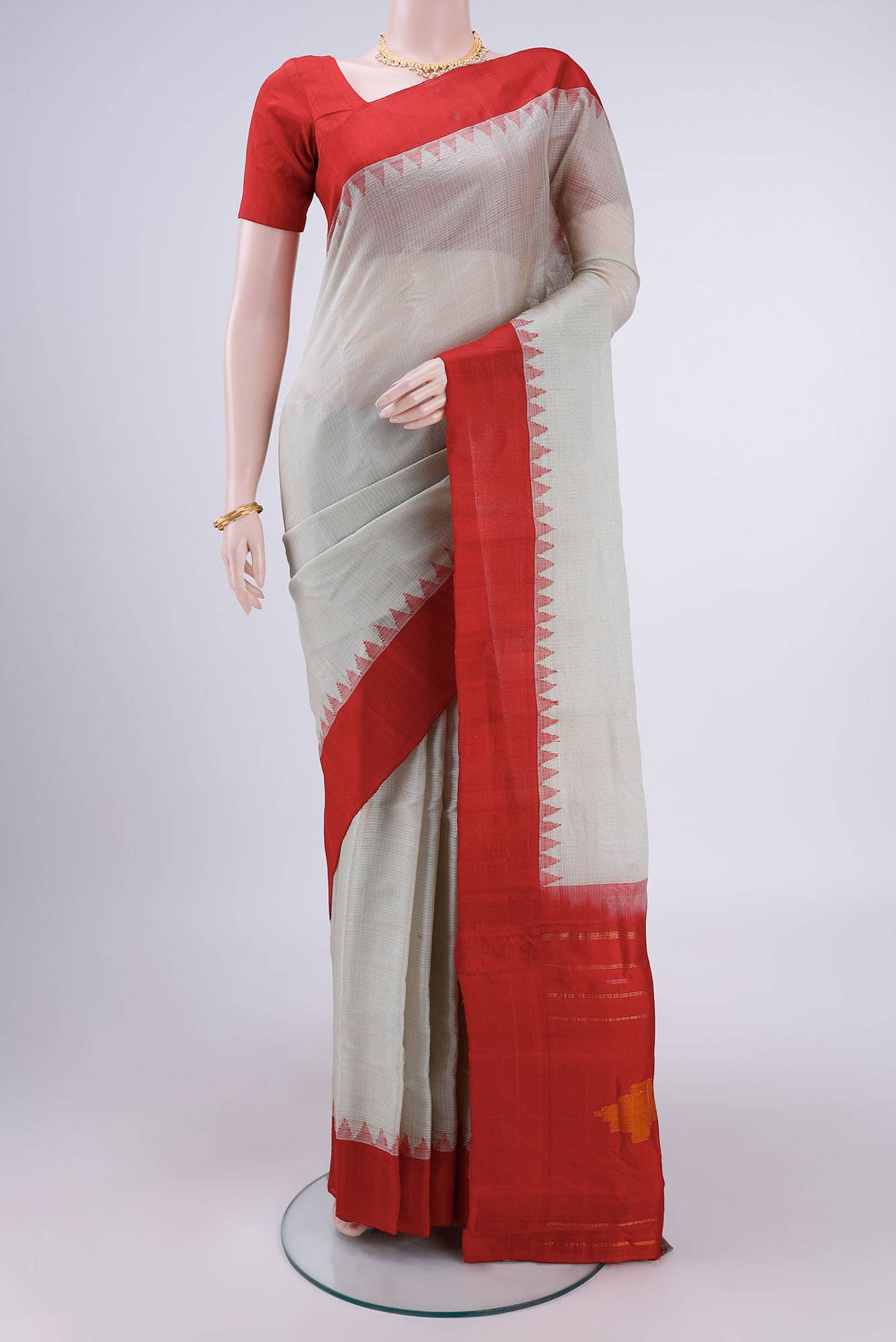 Davys Grey Gadwal Silk Saree