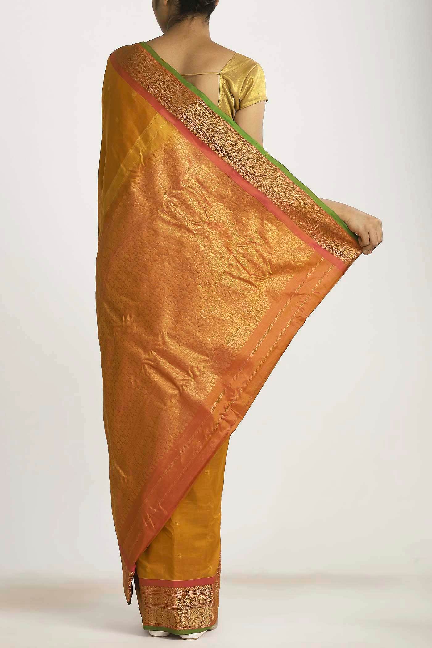 Mustard Gadwal cotton Saree