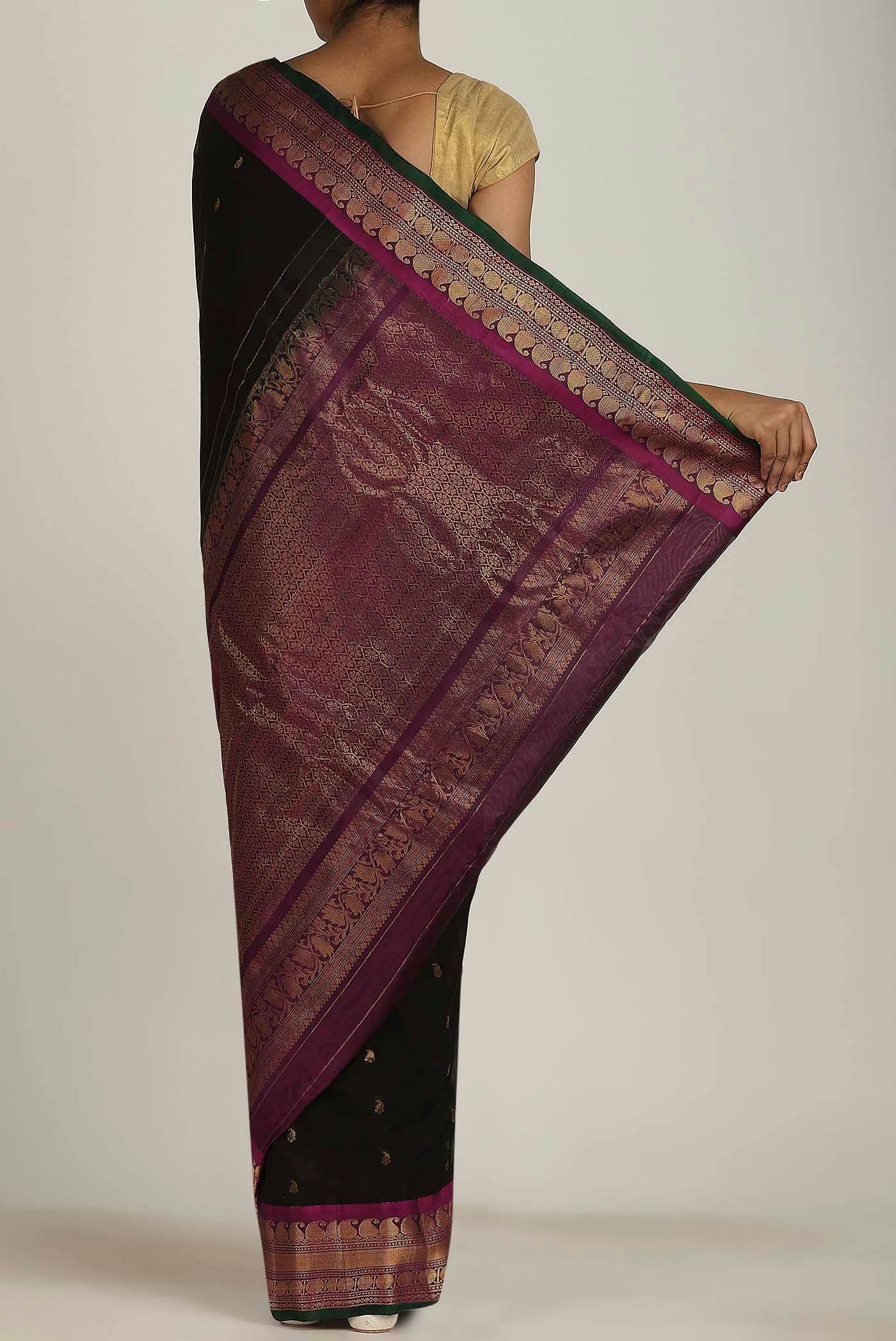 Black Gadwal Silk Cotton Saree