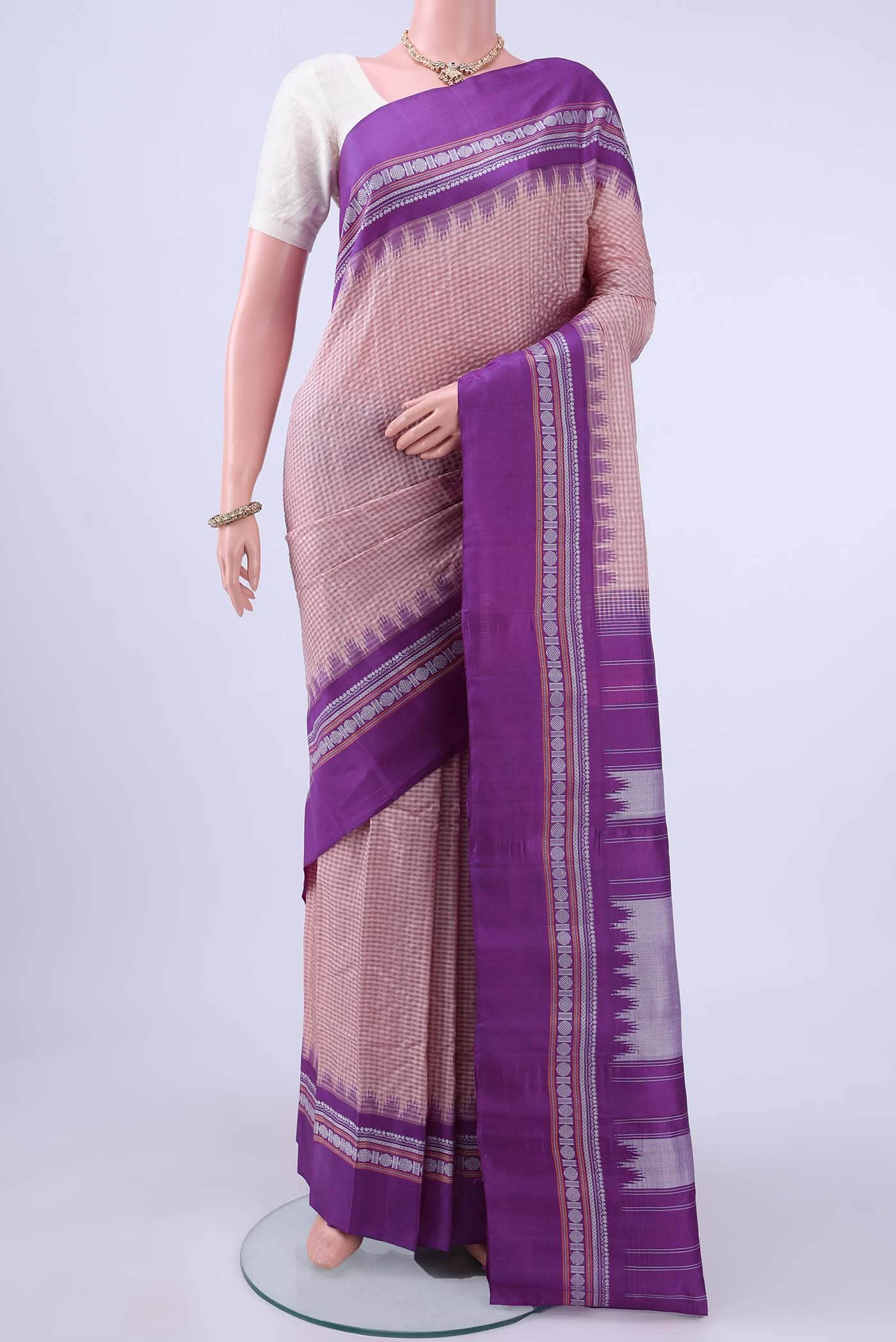 Beige Gadwal Silk Saree