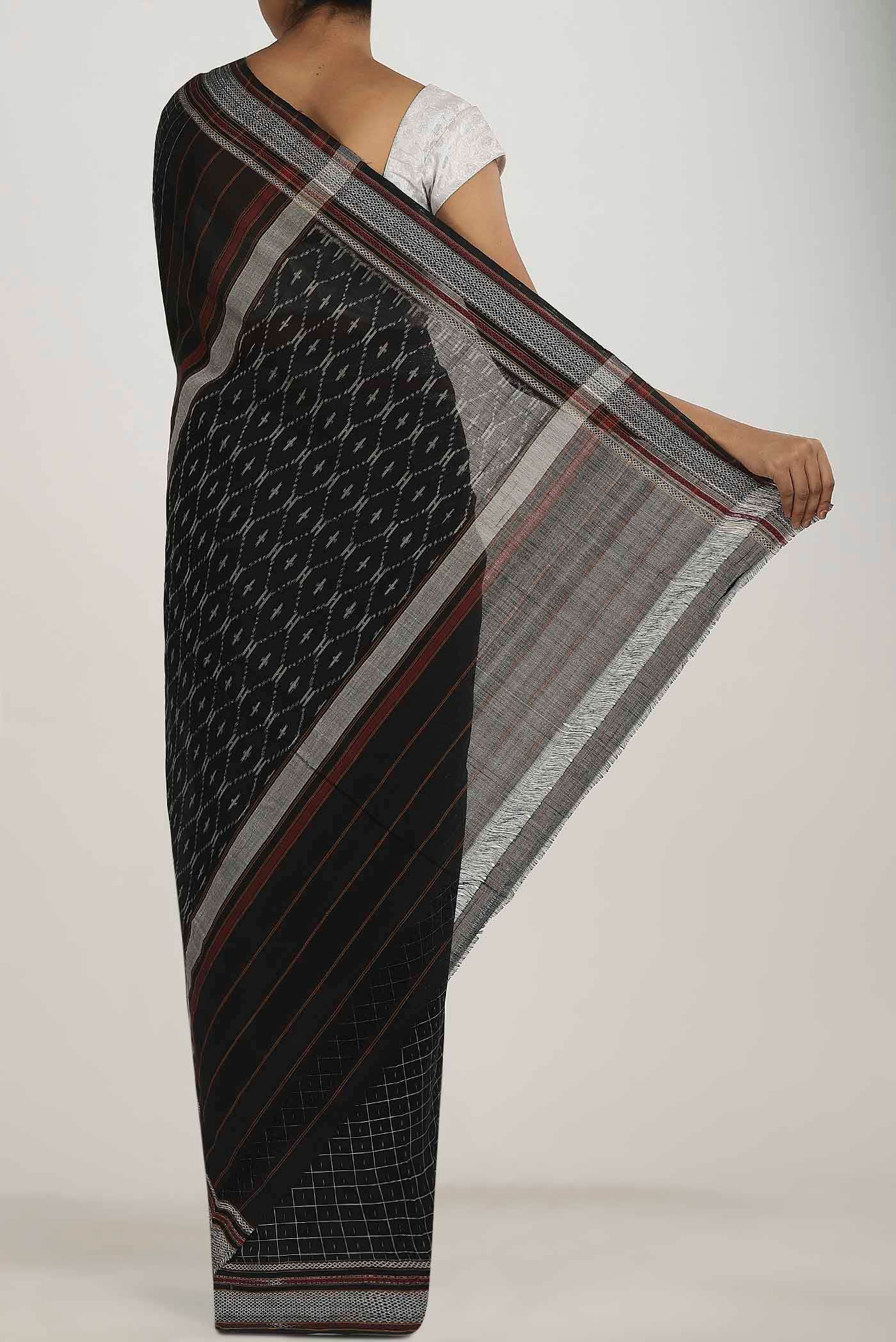 Black Pochampally Cotton Saree