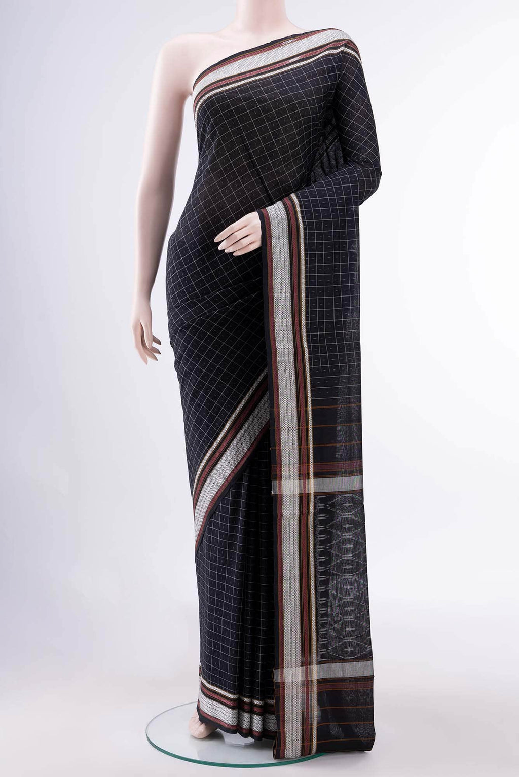 Black Pochampally Cotton Saree