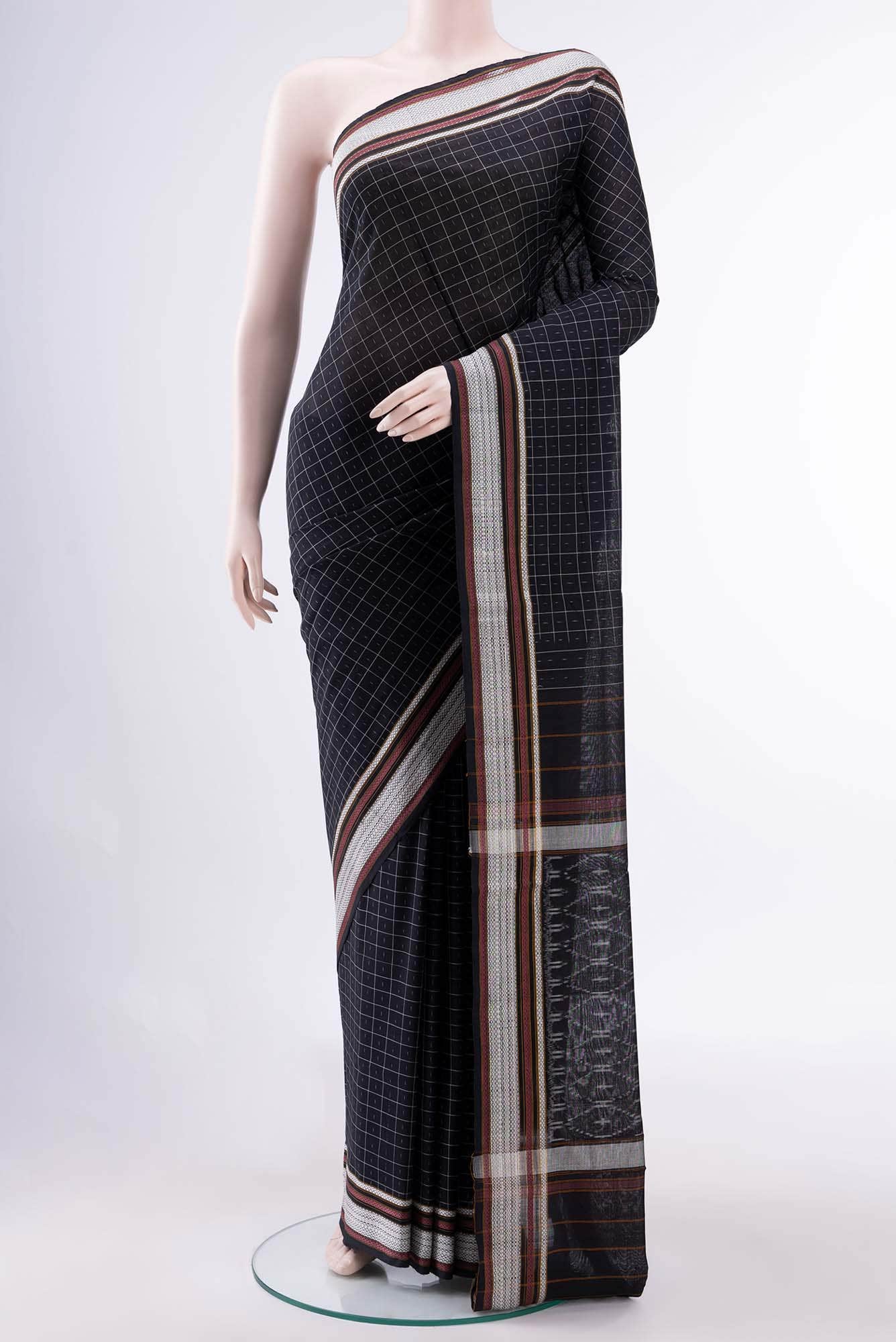 Black Pochampally Cotton Saree
